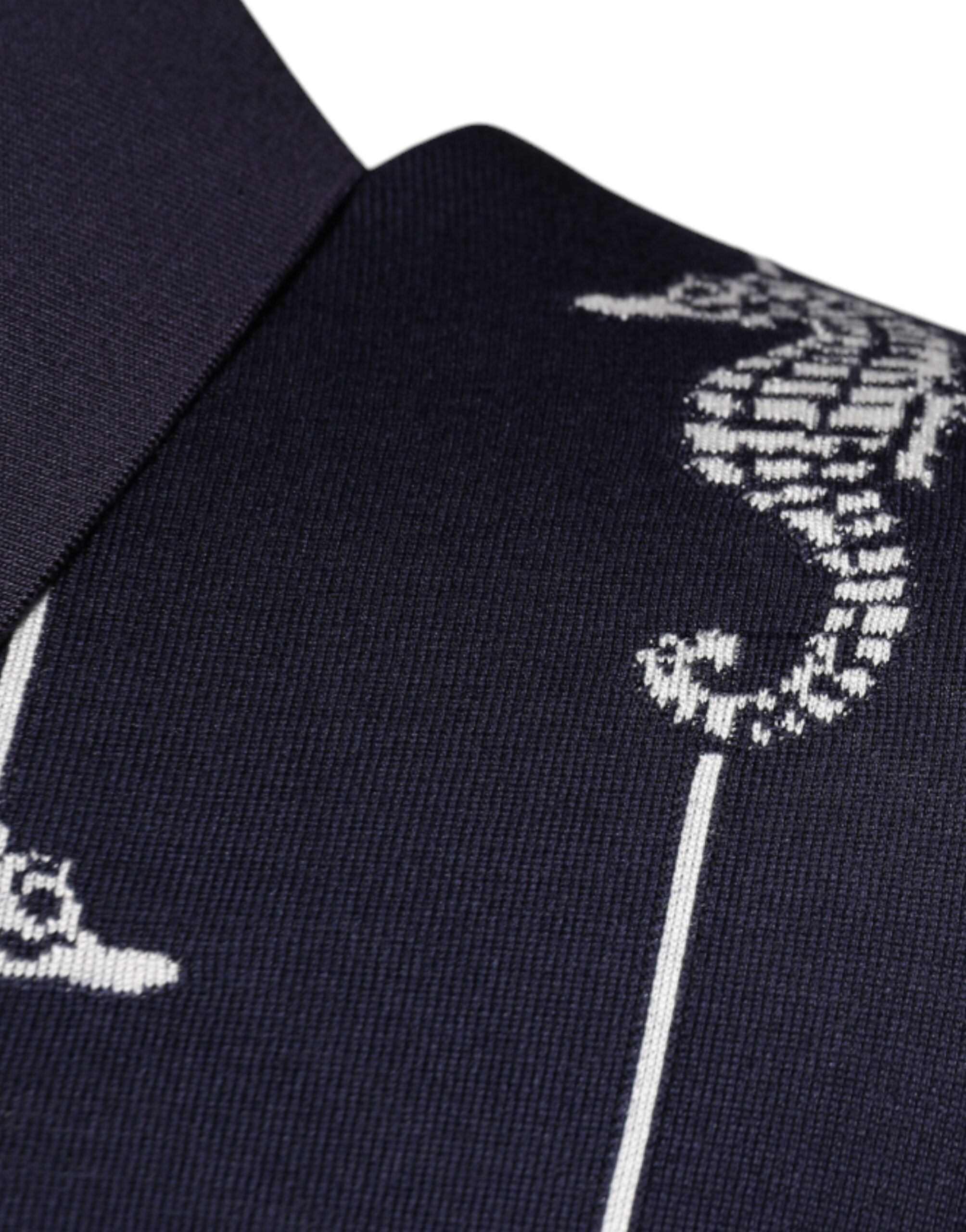 Dolce &amp; Gabbana Dark Blue Sea Horse Collared Polo T-shirt