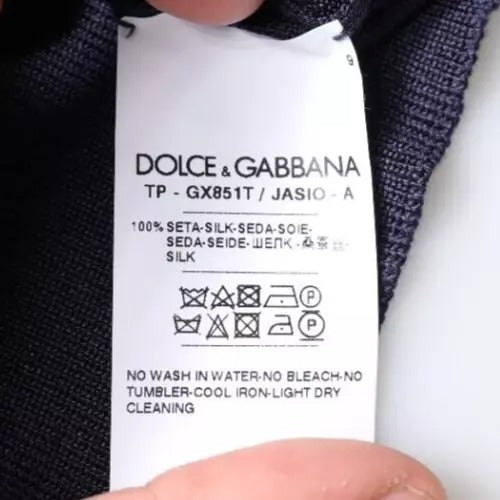 Dolce &amp; Gabbana Dark Blue Sea Horse Collared Polo T-shirt