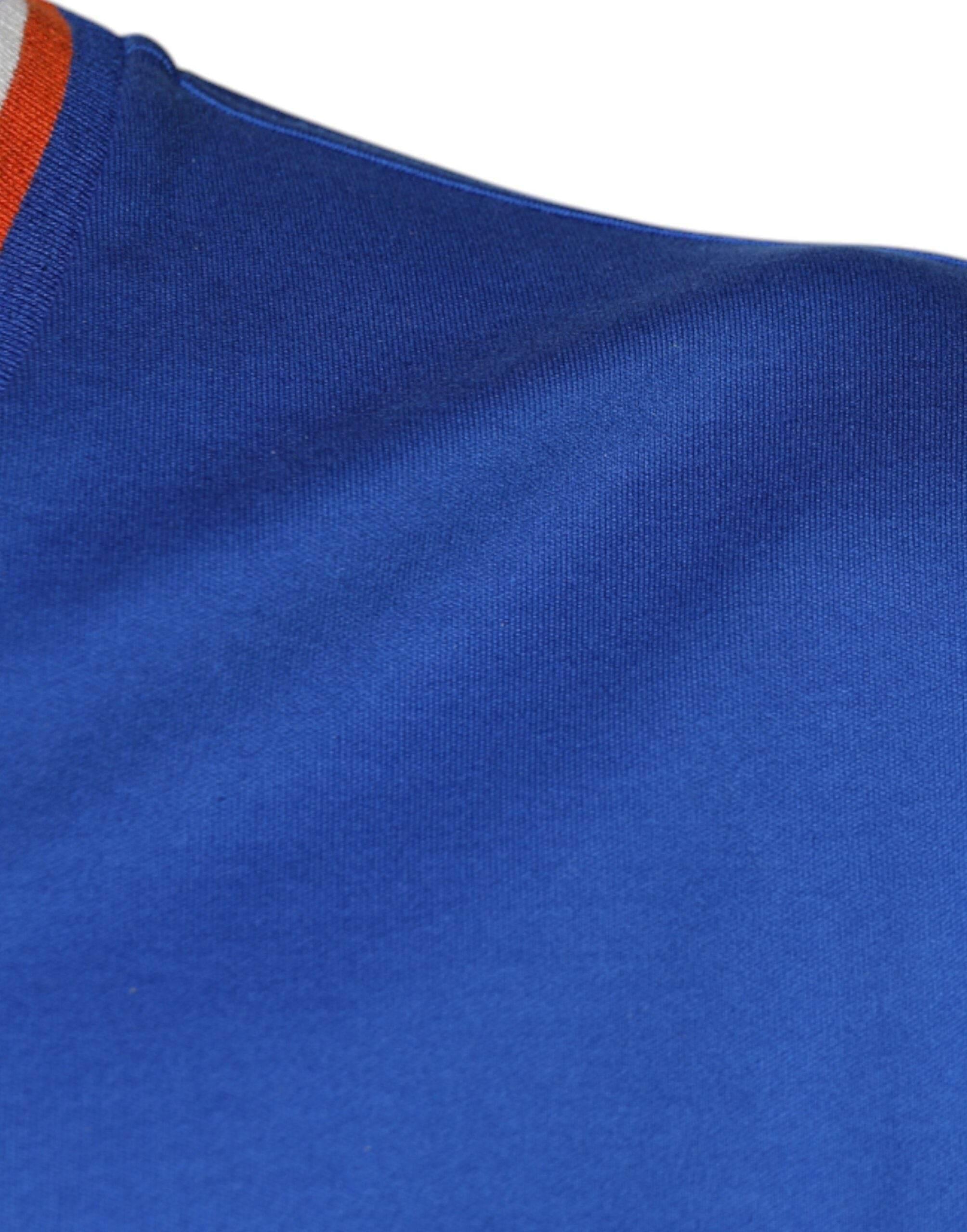 Dolce & Gabbana Blue Logo V-neck Short Sleeve T-shirt - Hilstor