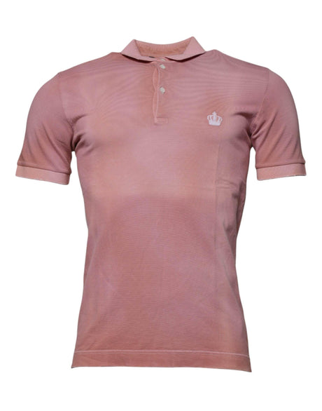 Dolce & Gabbana Pink Crown Collared Short Sleeve Polo T-shirt - Hilstor
