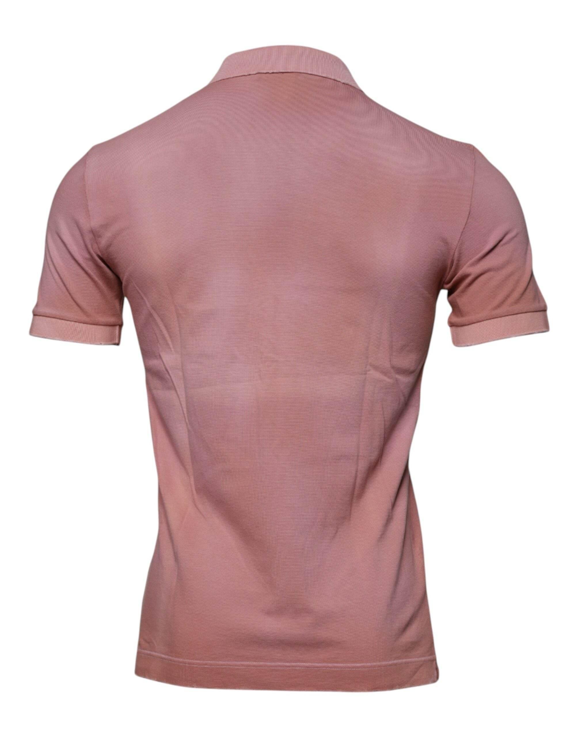 Dolce & Gabbana Pink Crown Collared Short Sleeve Polo T-shirt - Hilstor