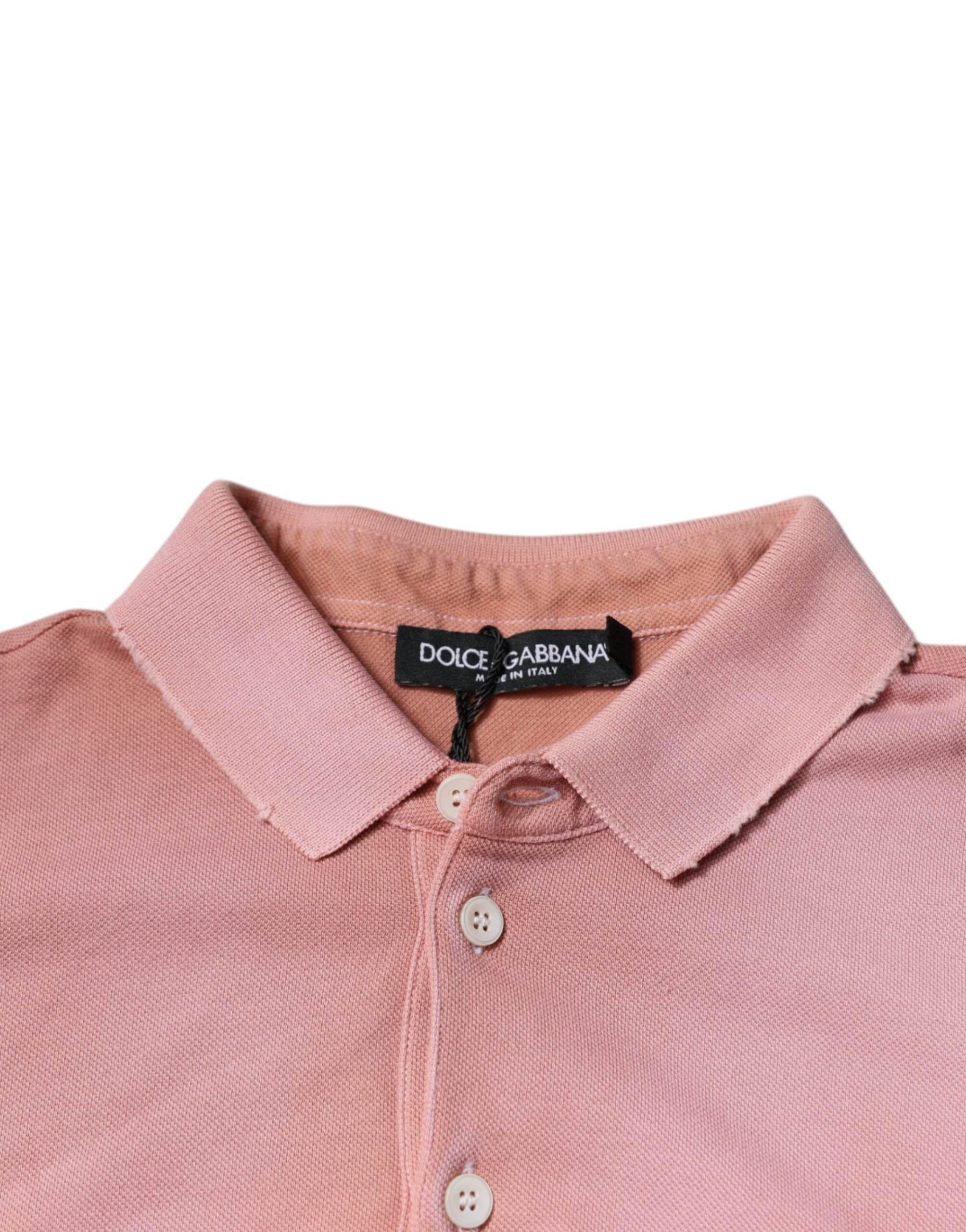 Dolce & Gabbana Pink Crown Collared Short Sleeve Polo T-shirt - Hilstor