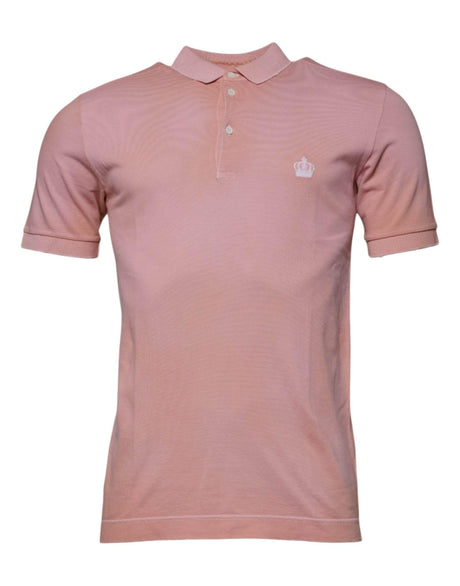 Dolce & Gabbana Pink Crown Collared Short Sleeve Polo T-shirt - Hilstor