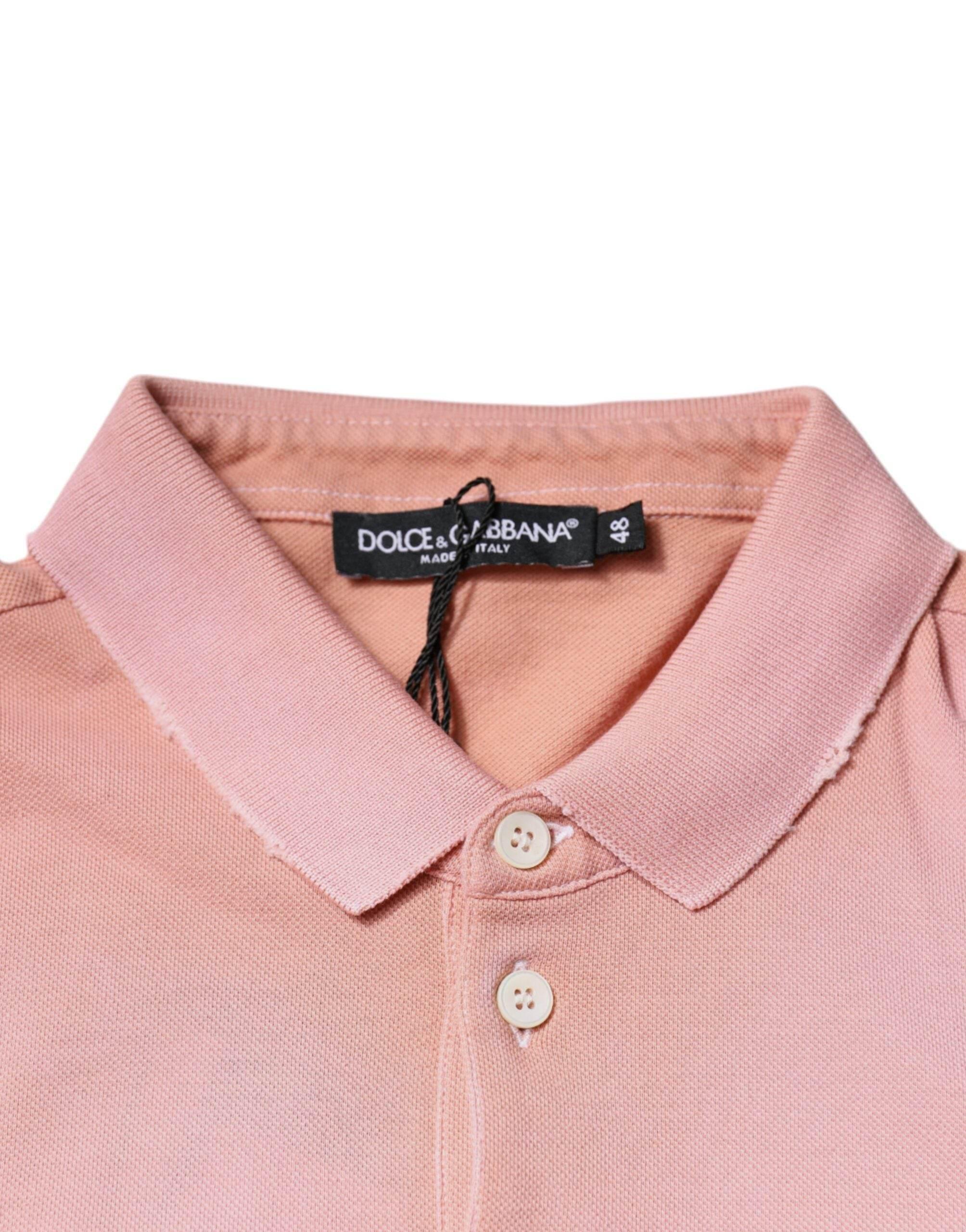 Dolce & Gabbana Pink Crown Collared Short Sleeve Polo T-shirt - Hilstor