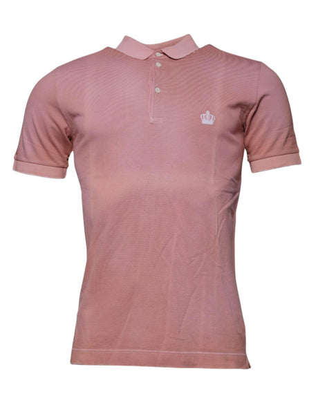 Dolce & Gabbana Pink Crown Collared Short Sleeve Polo T-shirt - Hilstor