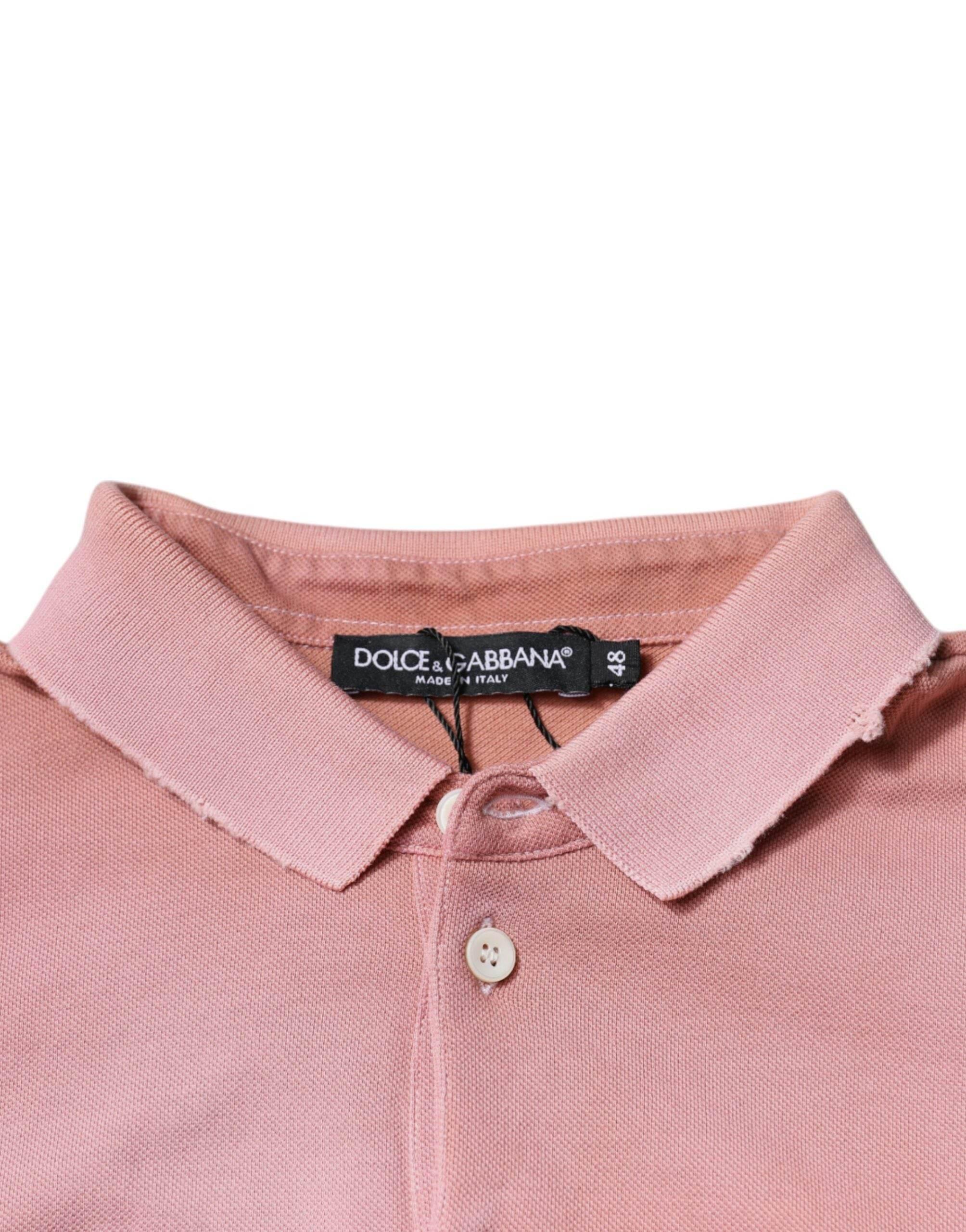Dolce & Gabbana Pink Crown Collared Short Sleeve Polo T-shirt - Hilstor
