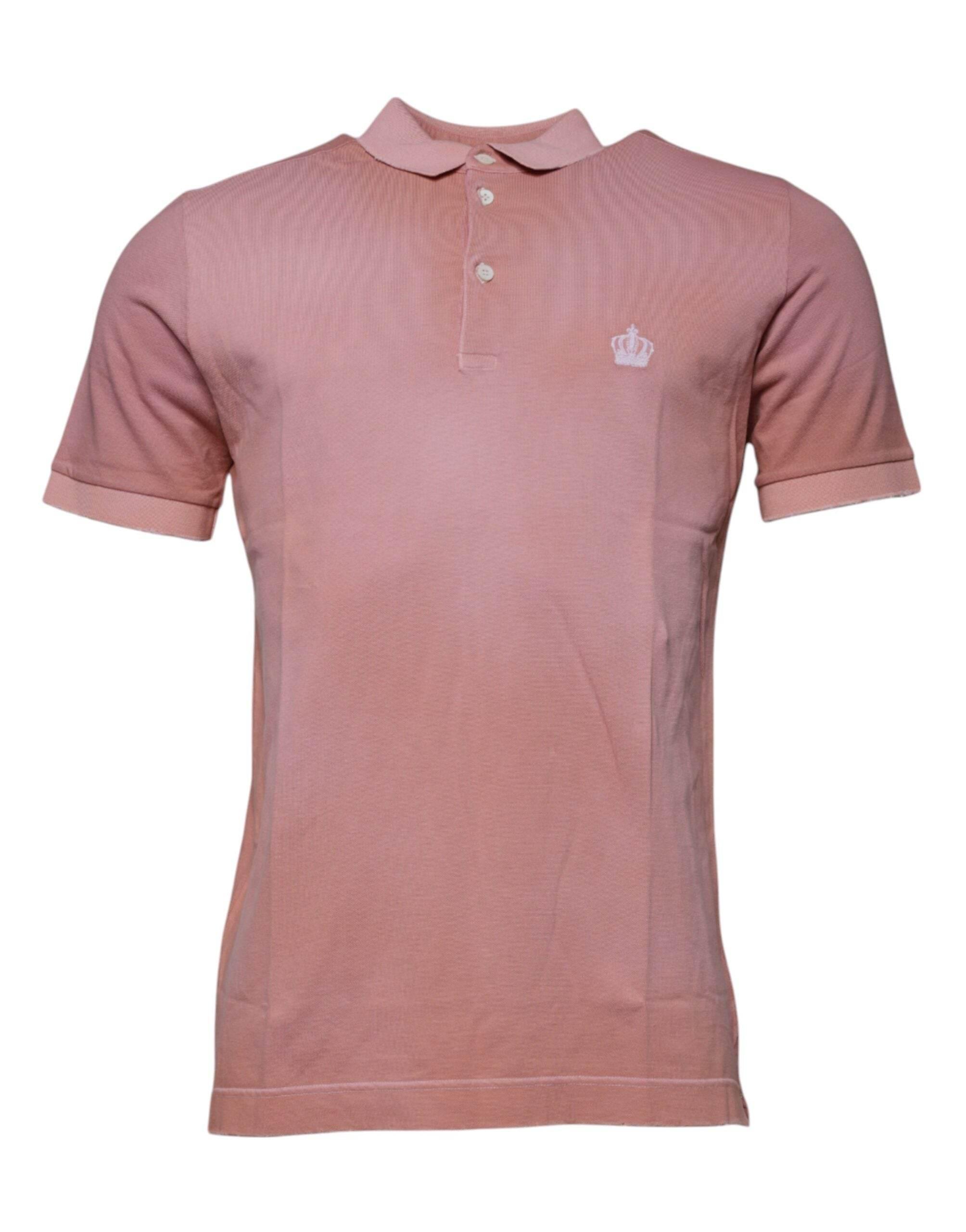 Dolce & Gabbana Pink Crown Collared Short Sleeve Polo T-shirt - Hilstor