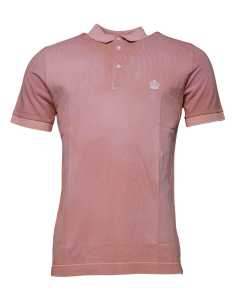Dolce & Gabbana Pink Crown Collared Short Sleeve Polo T-shirt - Hilstor