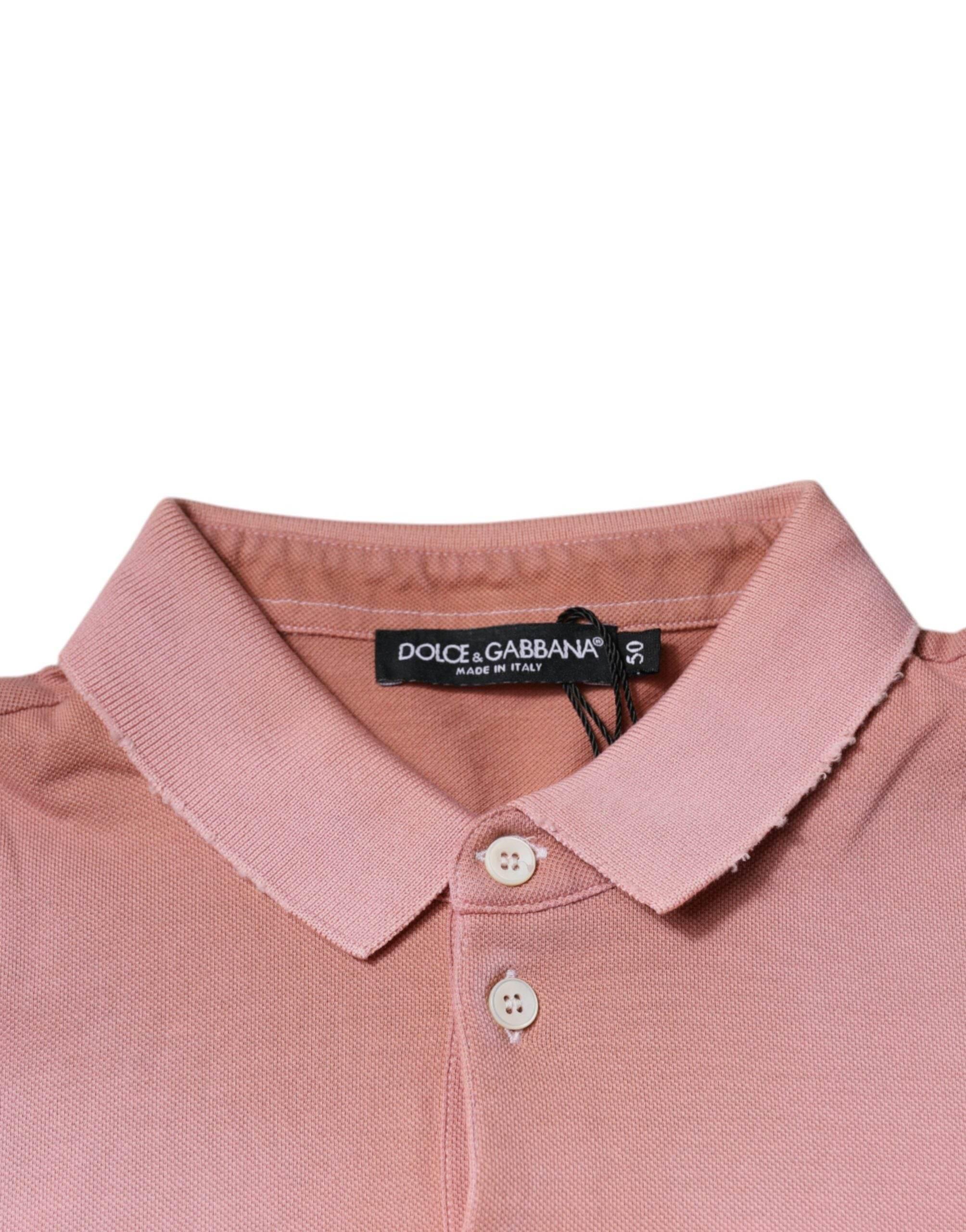 Dolce & Gabbana Pink Crown Collared Short Sleeve Polo T-shirt - Hilstor