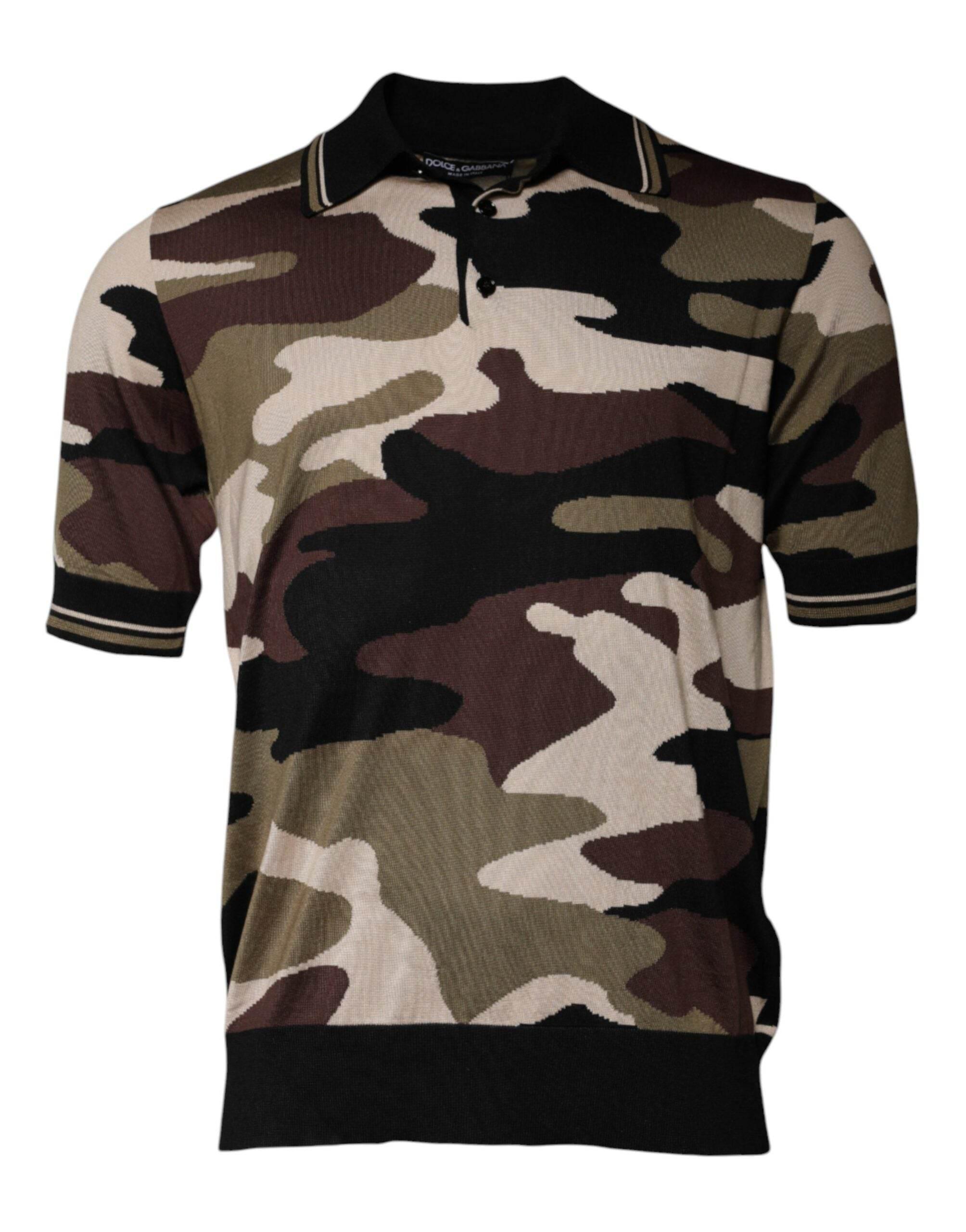 Dolce & Gabbana Multicolor Camouflage Collared Polo T-shirt - Hilstor
