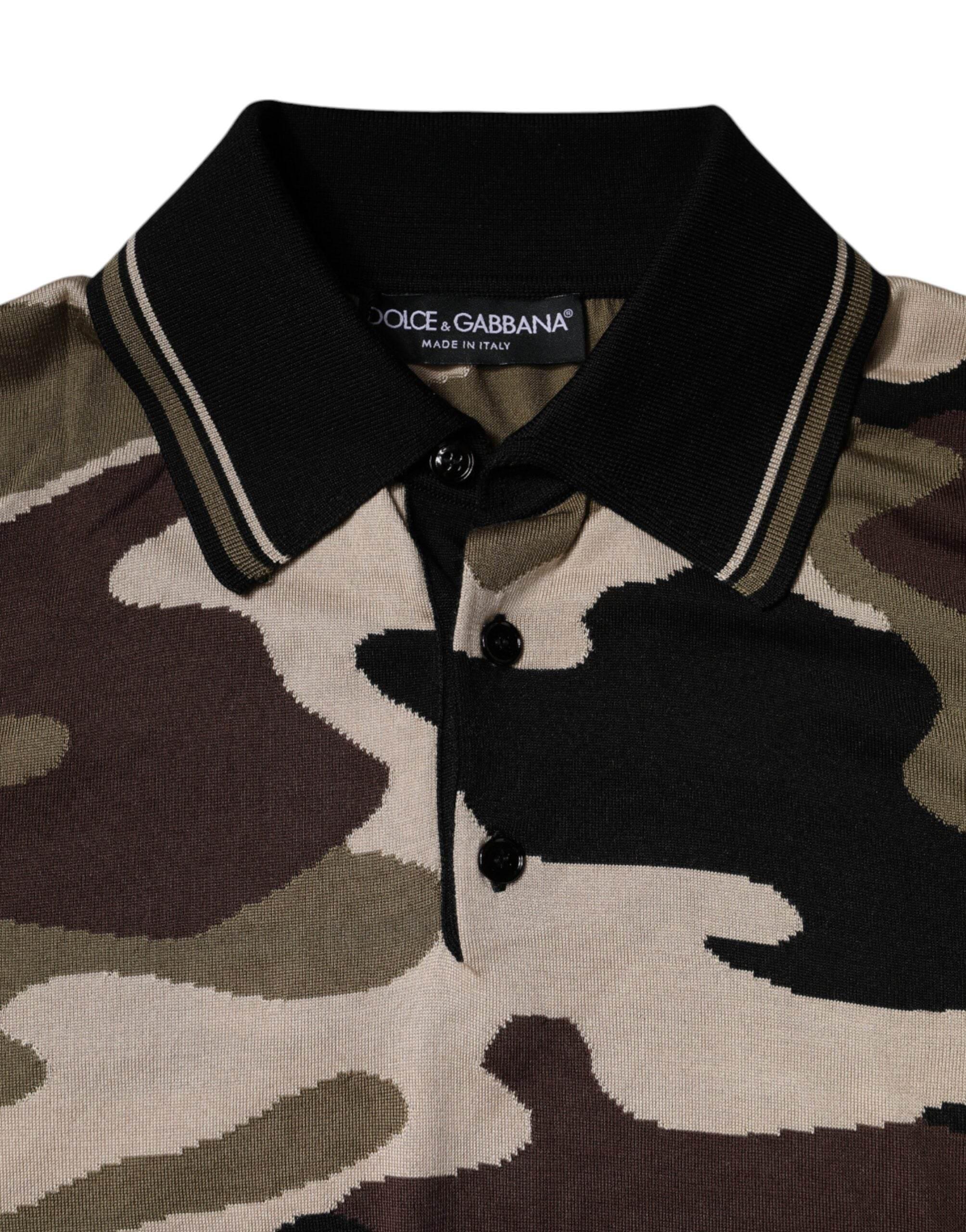 Dolce & Gabbana Multicolor Camouflage Collared Polo T-shirt - Hilstor