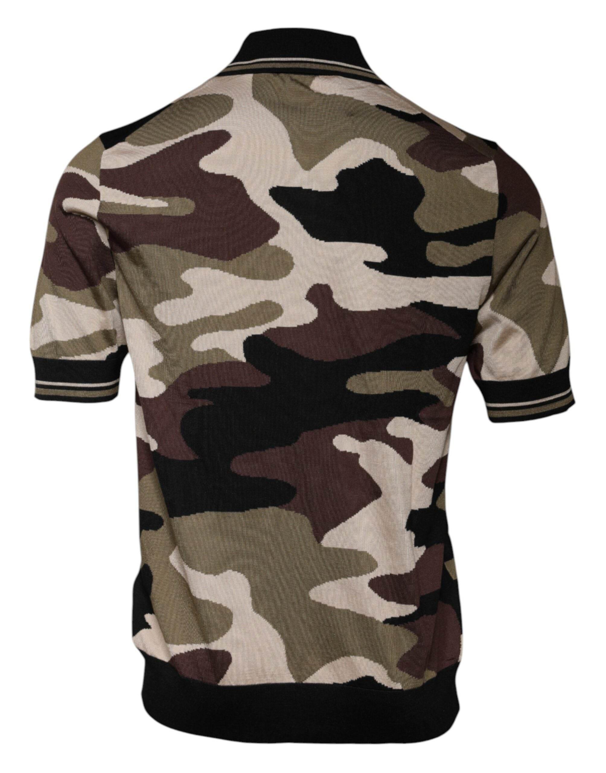 Dolce & Gabbana Multicolor Camouflage Collared Polo T-shirt - Hilstor