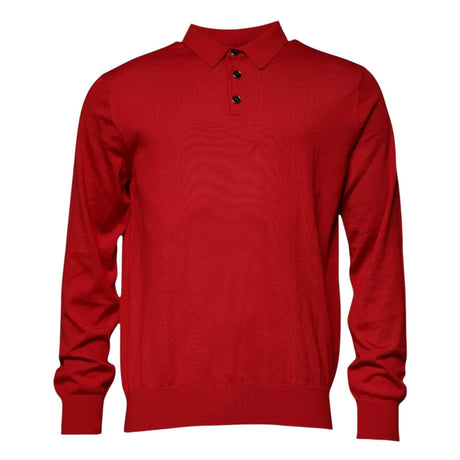 Dolce & Gabbana Red Cashmere Collared Pullover Sweater - Hilstor