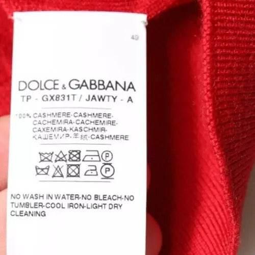 Dolce & Gabbana Red Cashmere Collared Pullover Sweater - Hilstor