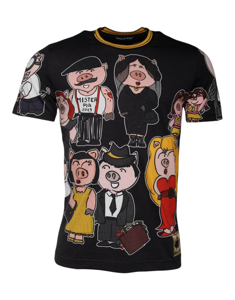 Dolce & Gabbana Black 2019 Year Of The Pig Crew Neck T-shirt - Hilstor