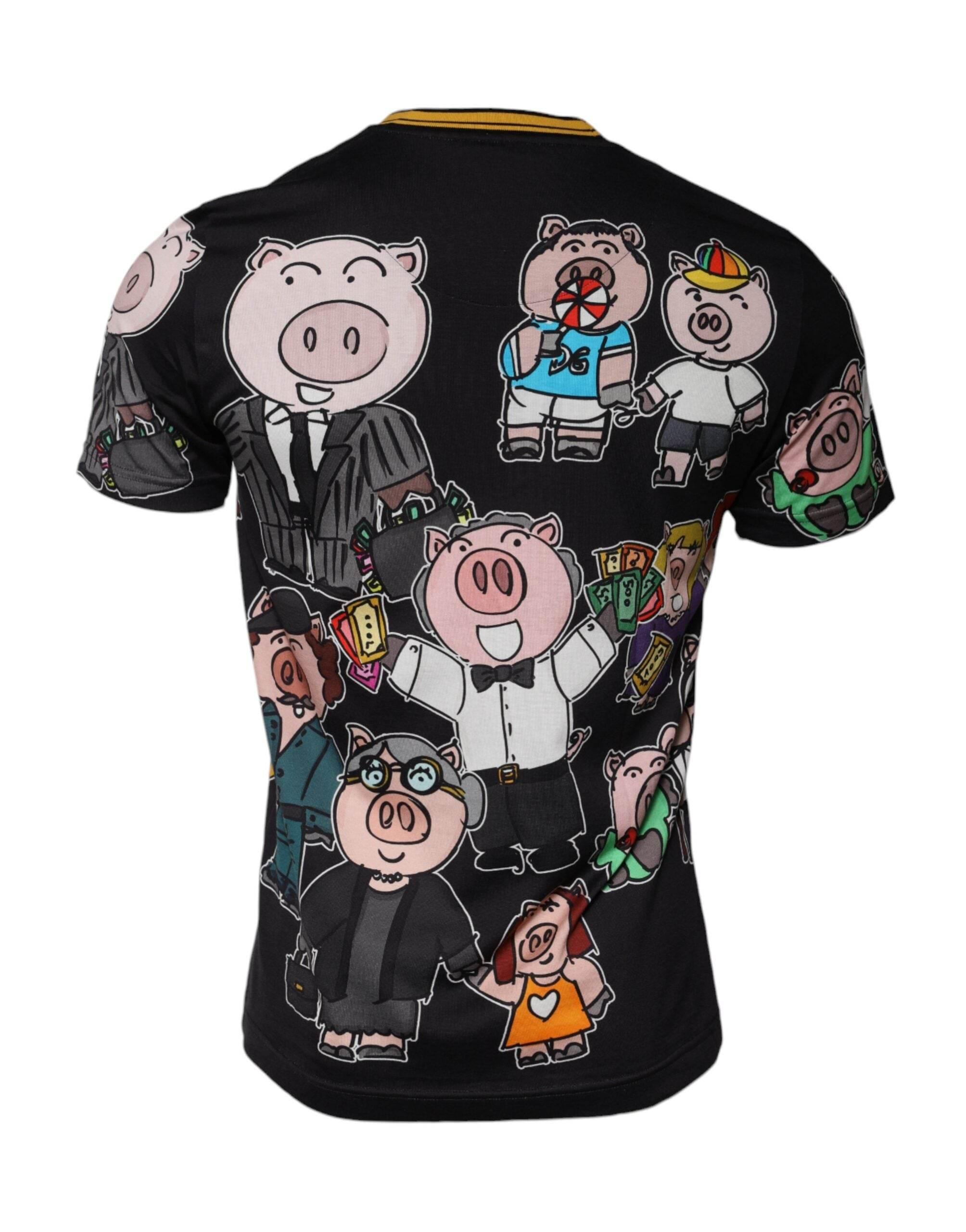 Dolce & Gabbana Black 2019 Year Of The Pig Crew Neck T-shirt - Hilstor