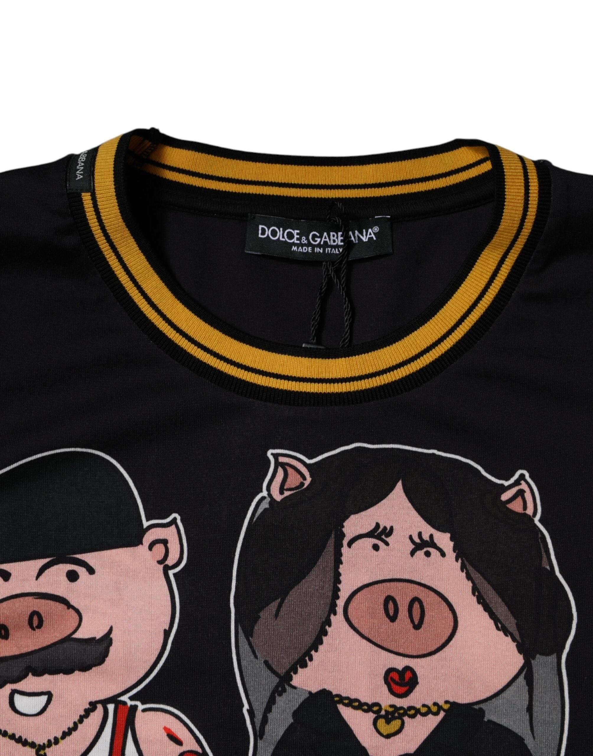 Dolce & Gabbana Black 2019 Year Of The Pig Crew Neck T-shirt - Hilstor