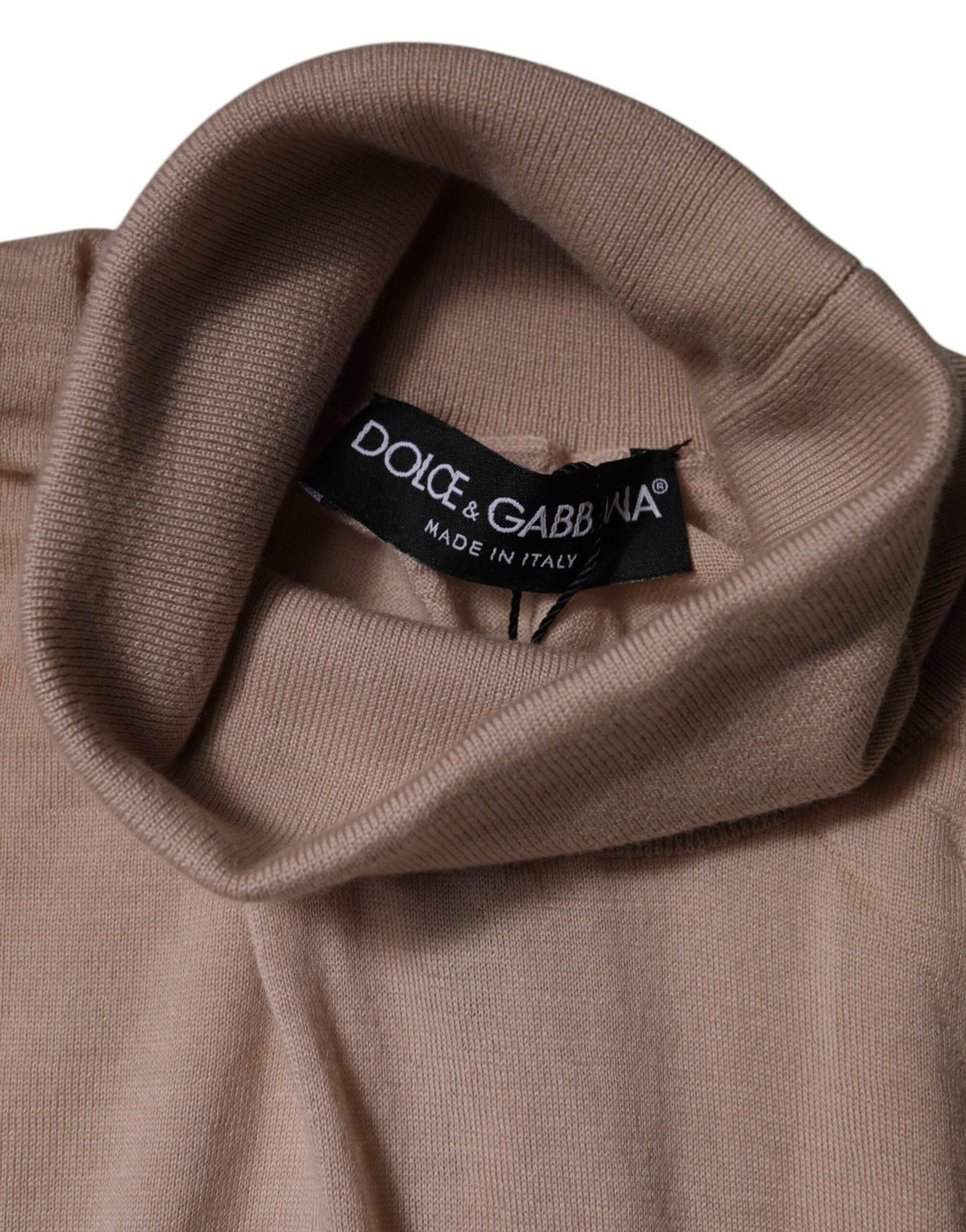 Dolce & Gabbana Beige Cashmere Turtleneck Pullover Sweater - Hilstor
