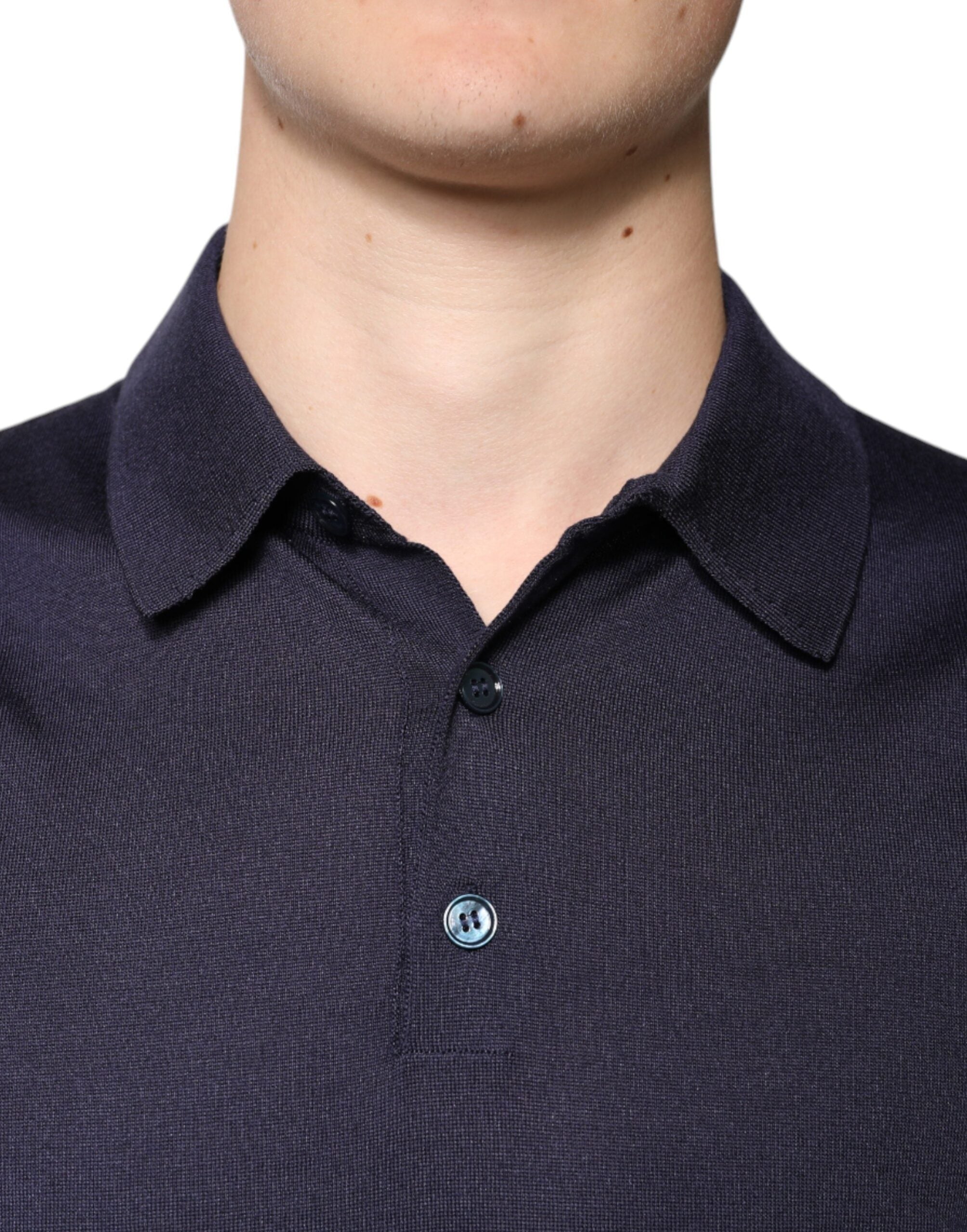 Dolce &amp; Gabbana blå silkekrave korte ærmer polo T-shirt