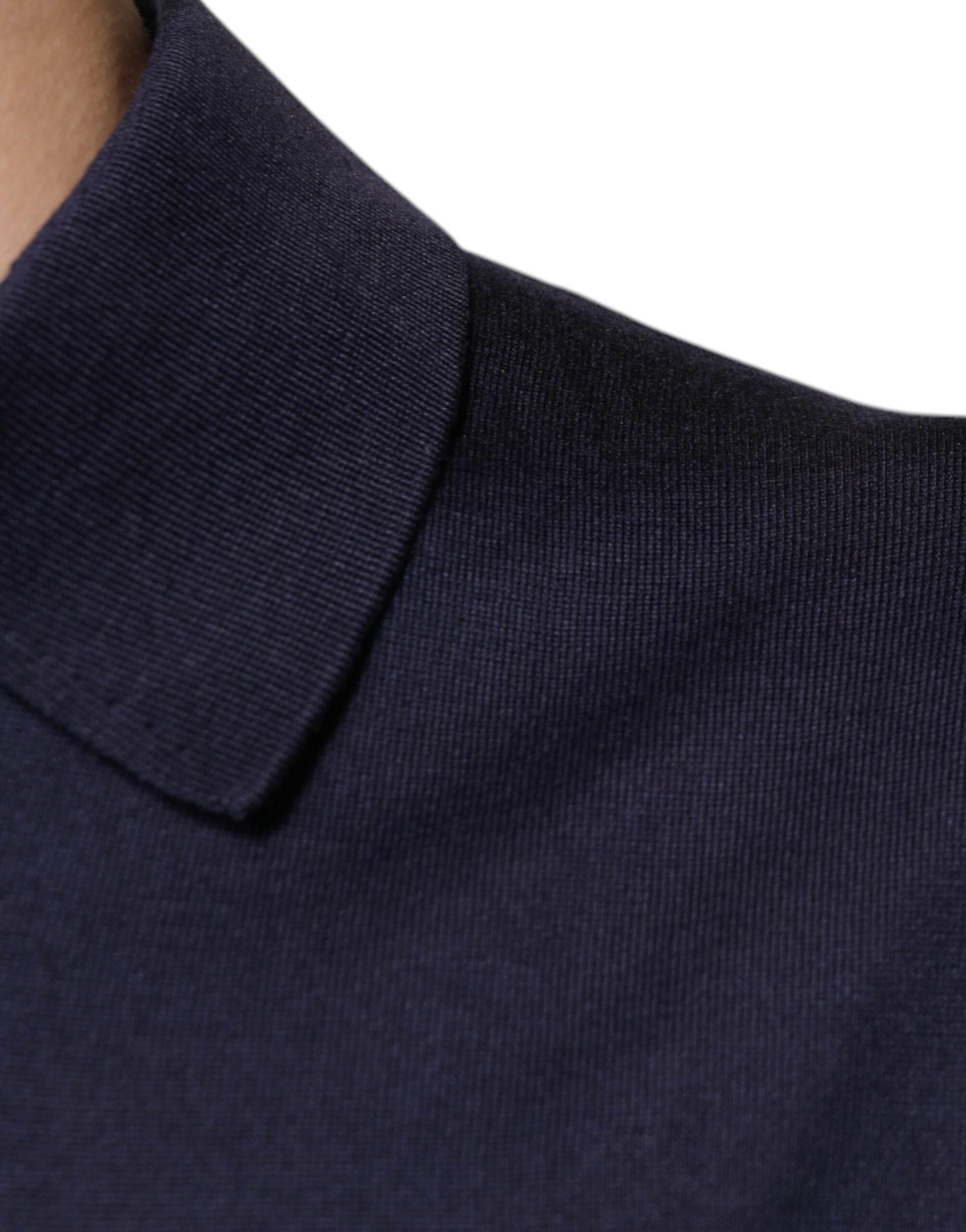 Dolce & Gabbana Blue Silk Collared Short Sleeves Polo T-shirt - Hilstor
