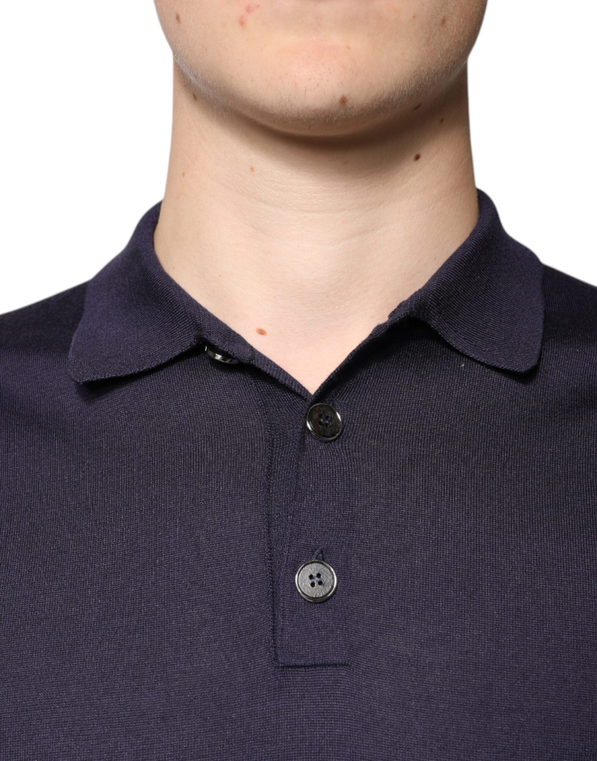 Dolce &amp; Gabbana blå silkekrave korte ærmer polo T-shirt