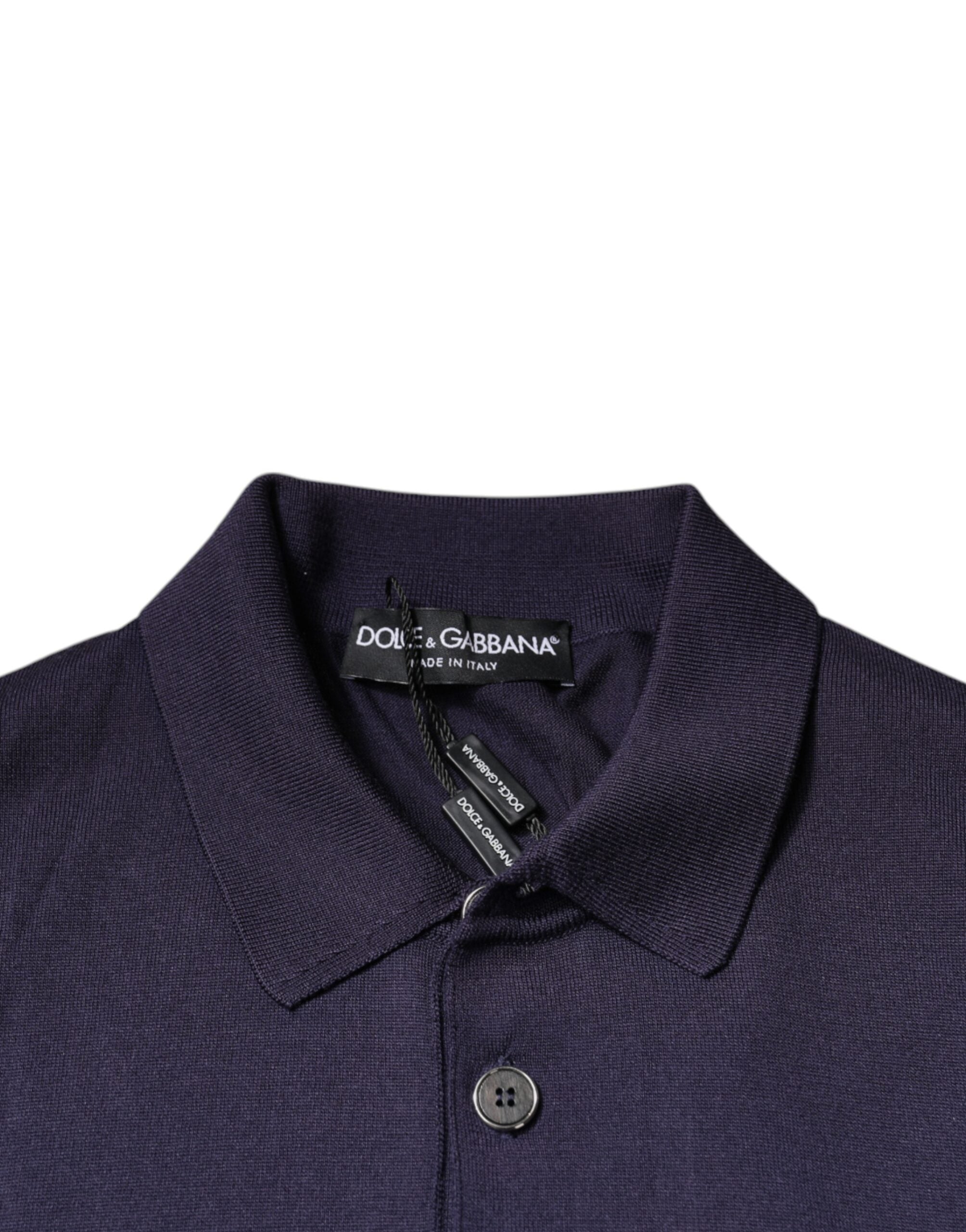 Dolce &amp; Gabbana blå silkekrave korte ærmer polo T-shirt