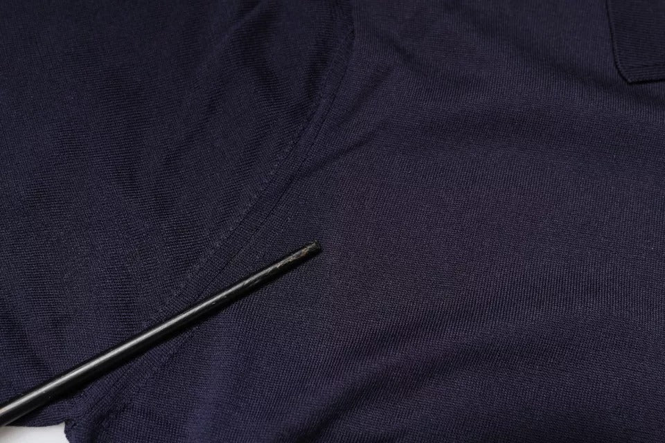 Dolce &amp; Gabbana blå silkekrave korte ærmer polo T-shirt