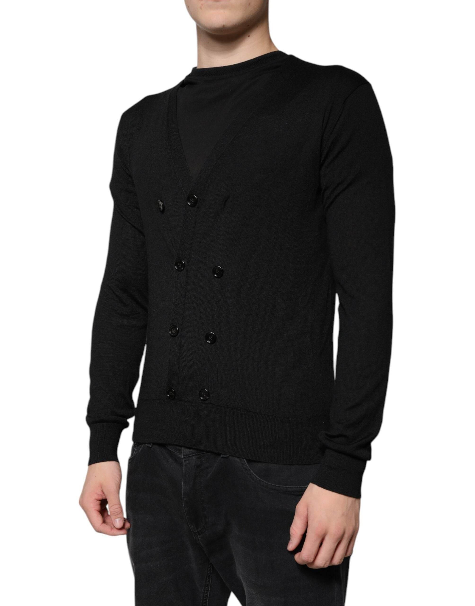 Dolce & Gabbana Black Cashmere Button Down Cardigan Sweater - Hilstor