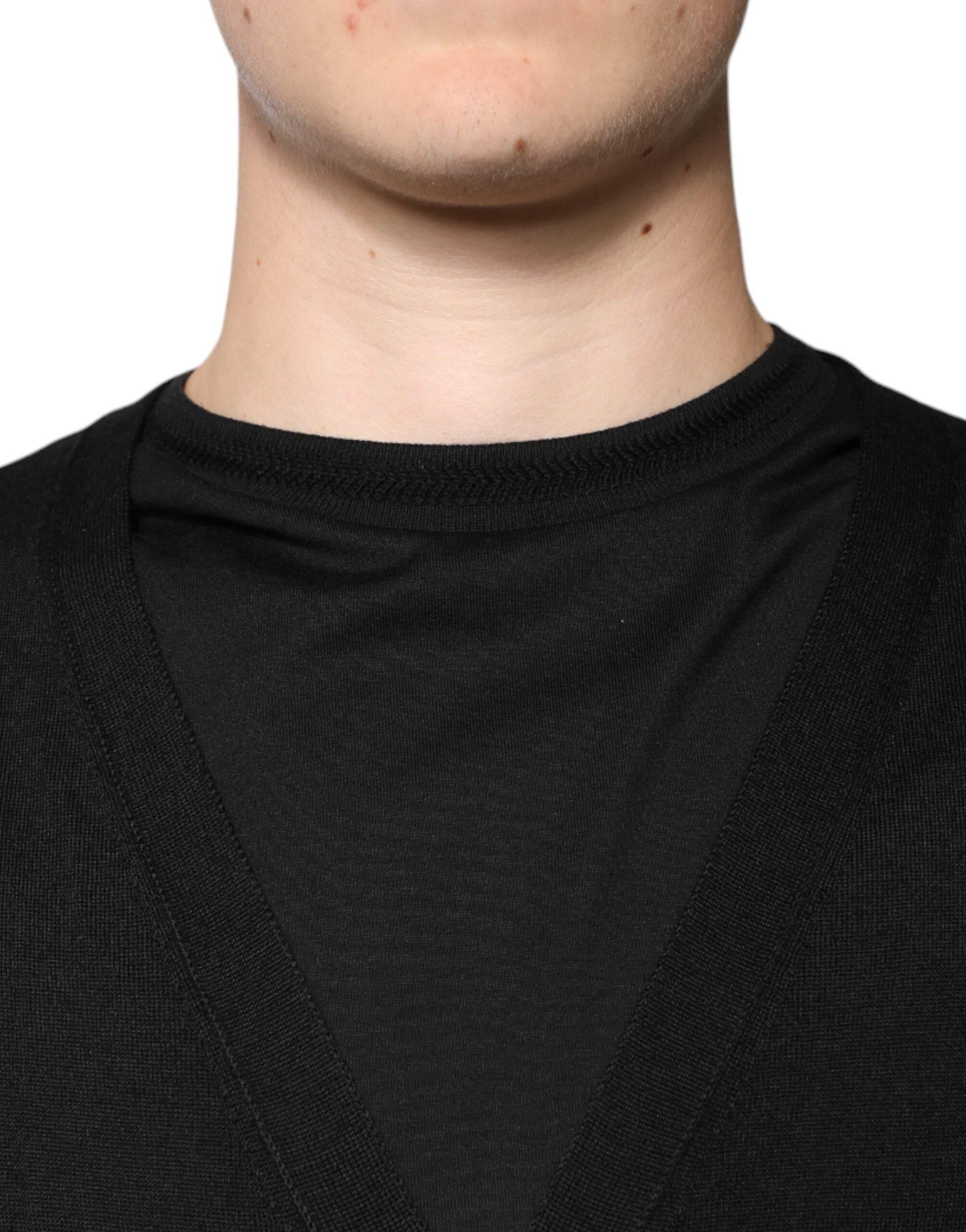 Dolce & Gabbana Black Cashmere Button Down Cardigan Sweater - Hilstor