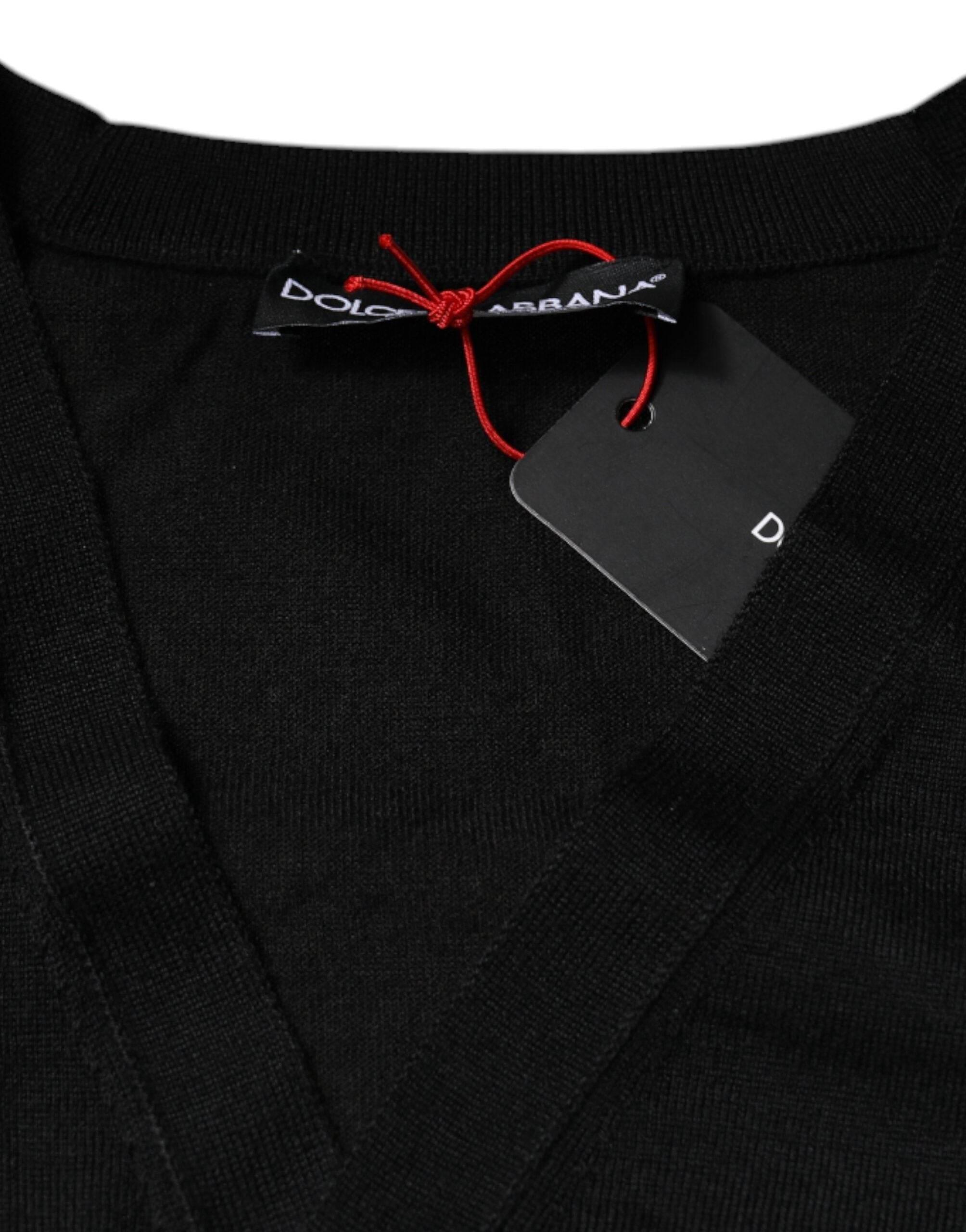 Dolce & Gabbana Black Cashmere Button Down Cardigan Sweater - Hilstor