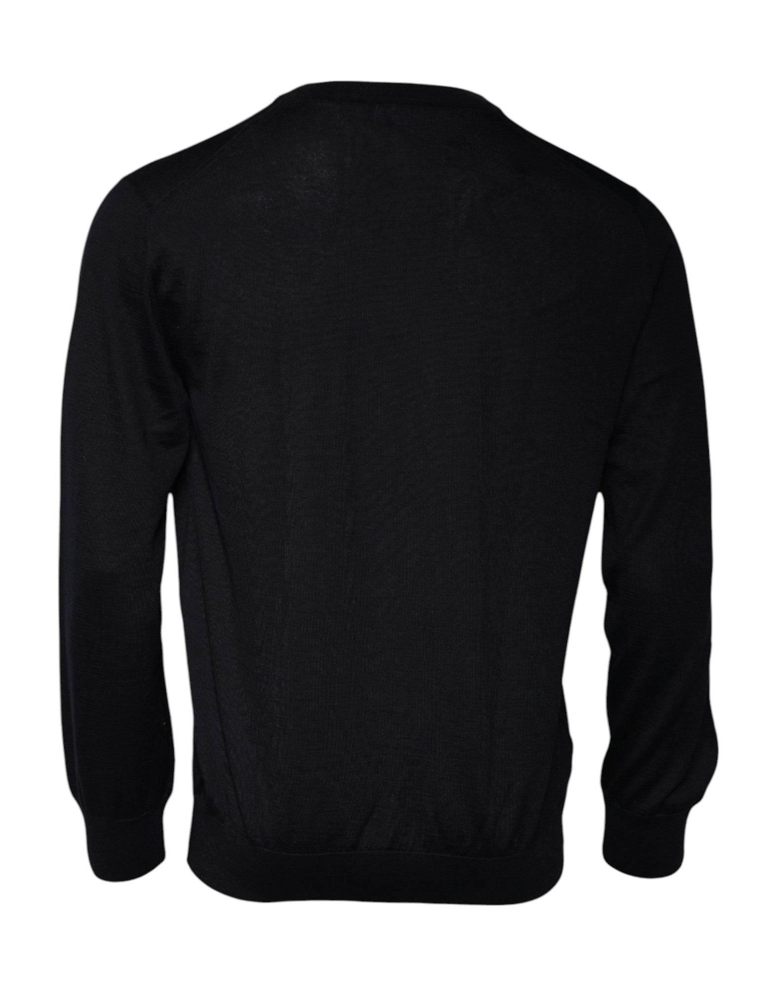 Dolce & Gabbana Blue Cashmere Crew Neck Pullover Sweater - Hilstor