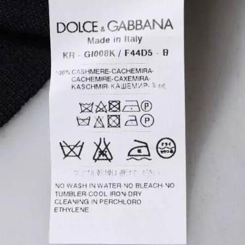 Dolce & Gabbana Blue Cashmere Crew Neck Pullover Sweater - Hilstor