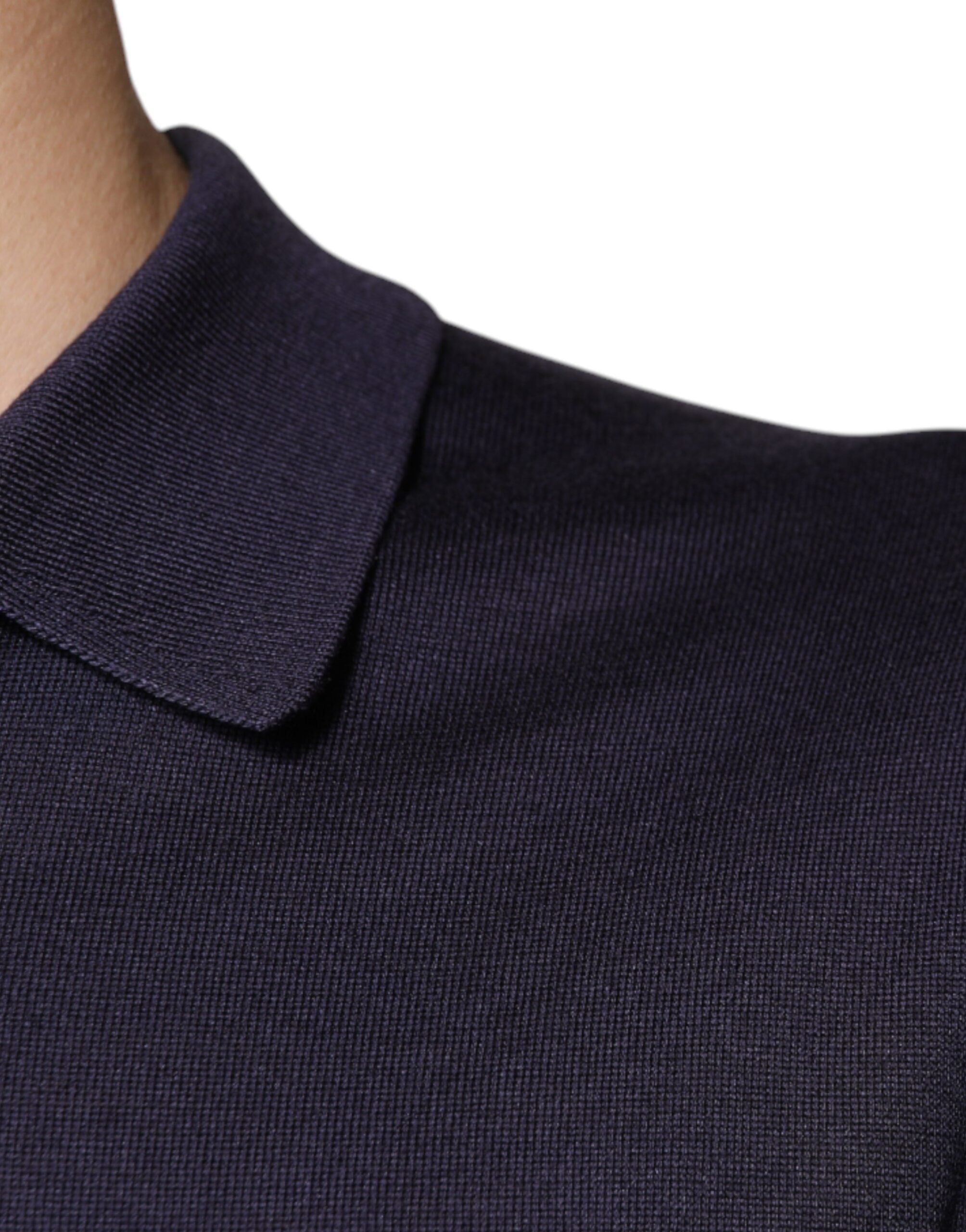 Dolce &amp; Gabbana blå silkekrave korte ærmer polo T-shirt
