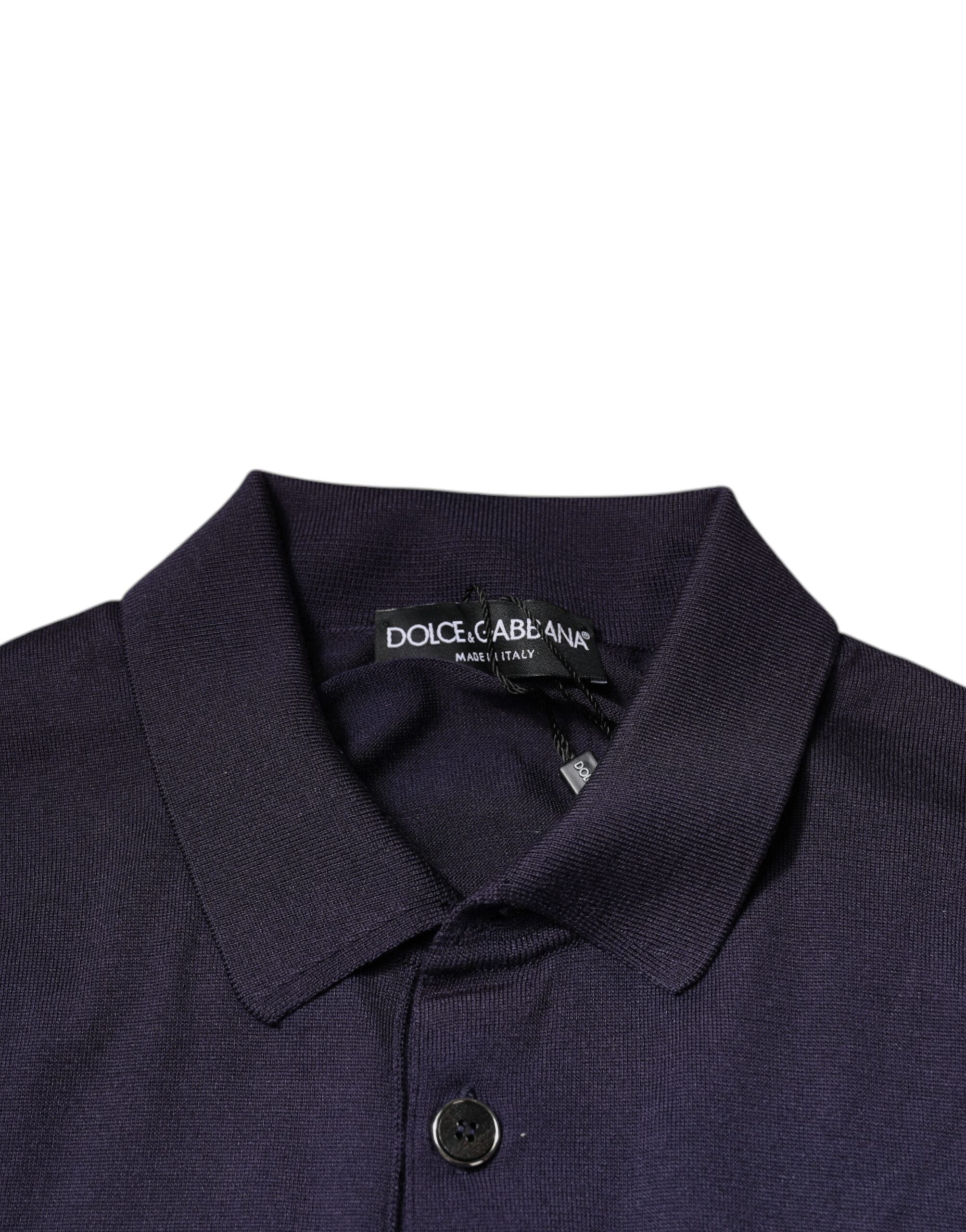 Dolce &amp; Gabbana blå silkekrave korte ærmer polo T-shirt