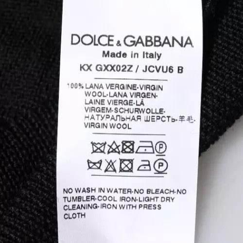 Dolce & Gabbana Black Logo Wool Crew Neck Pullover Sweater - Hilstor