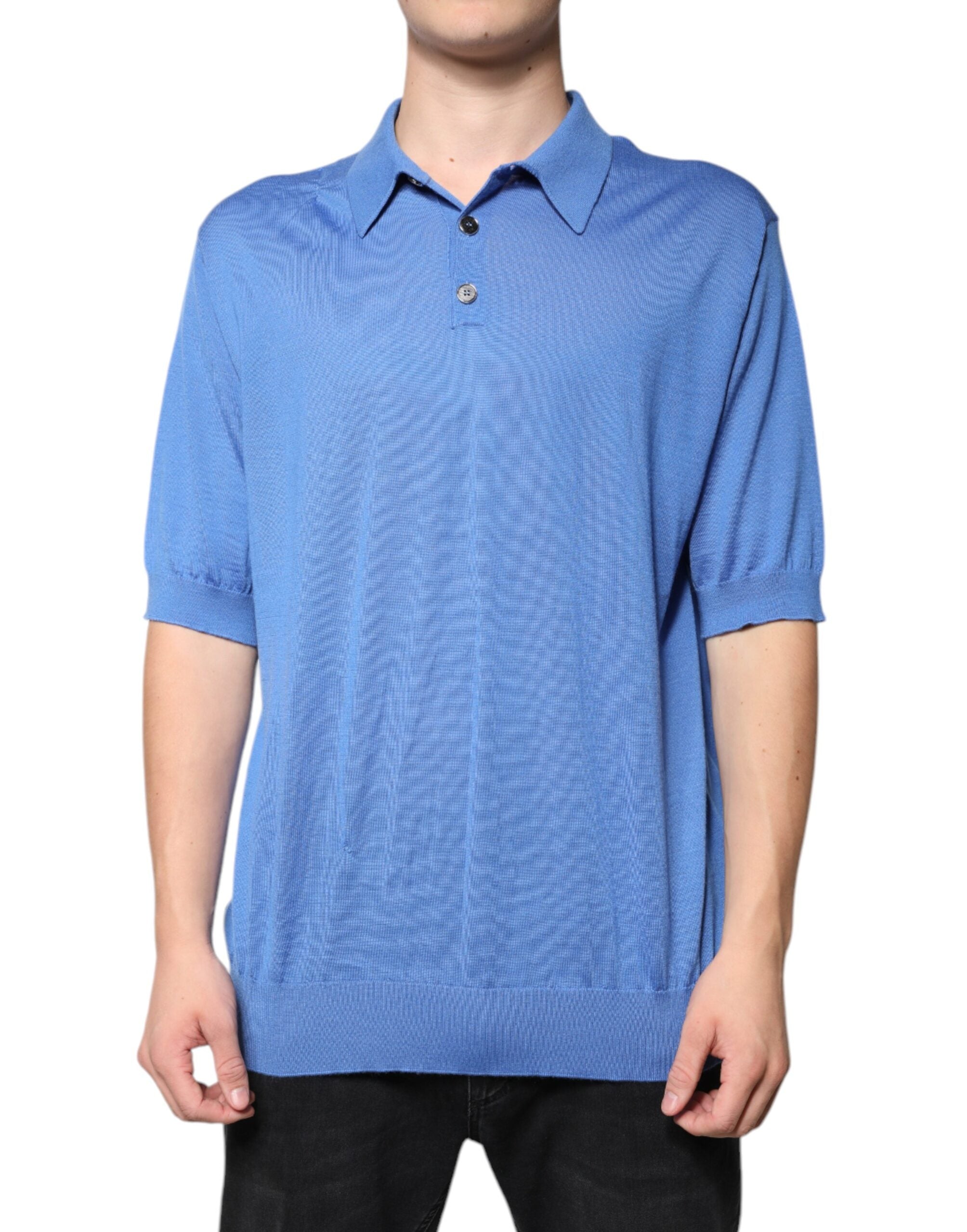 Dolce &amp; Gabbana Polo T-shirt med blå krave med korte ærmer