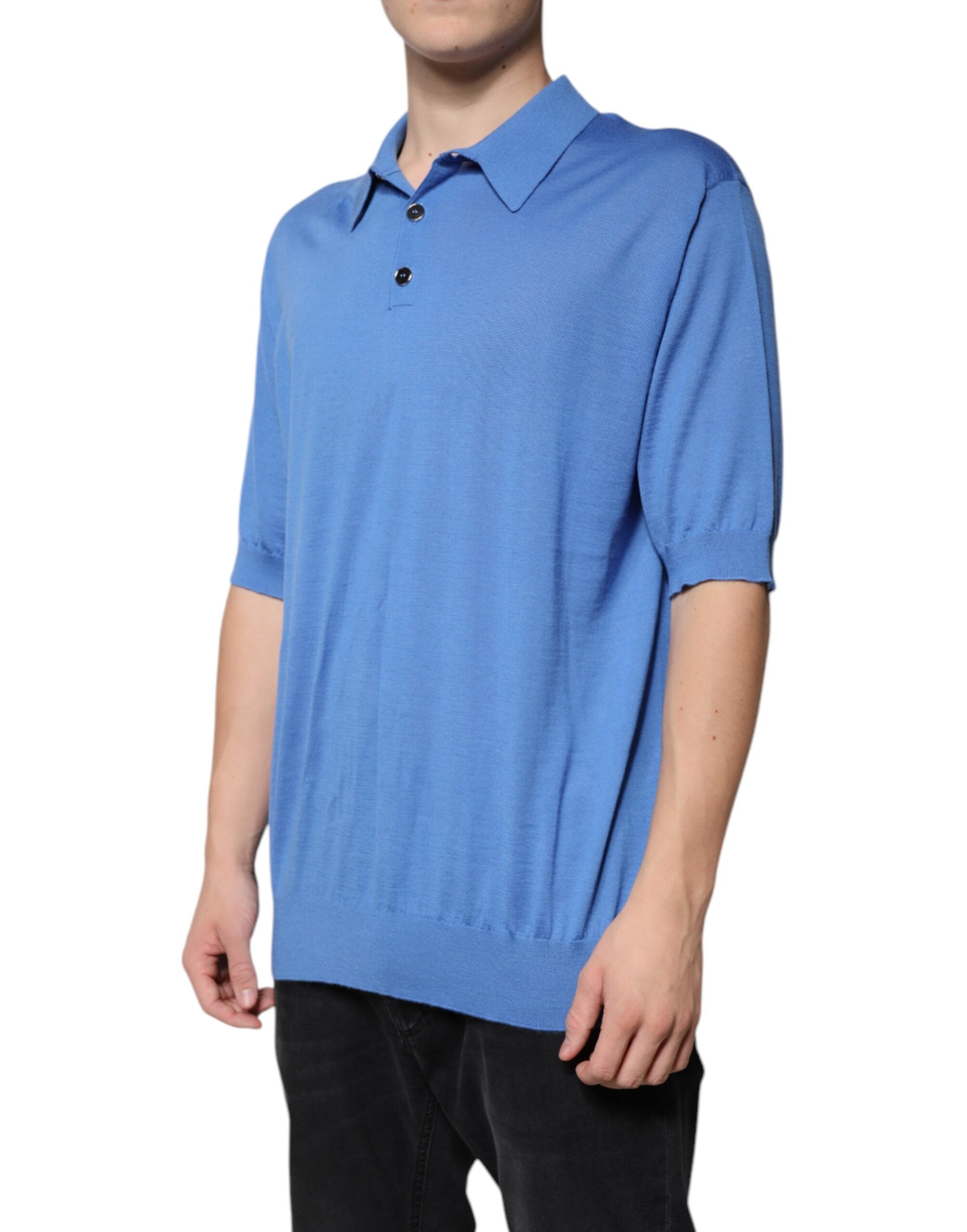 Dolce &amp; Gabbana Polo T-shirt med blå krave med korte ærmer