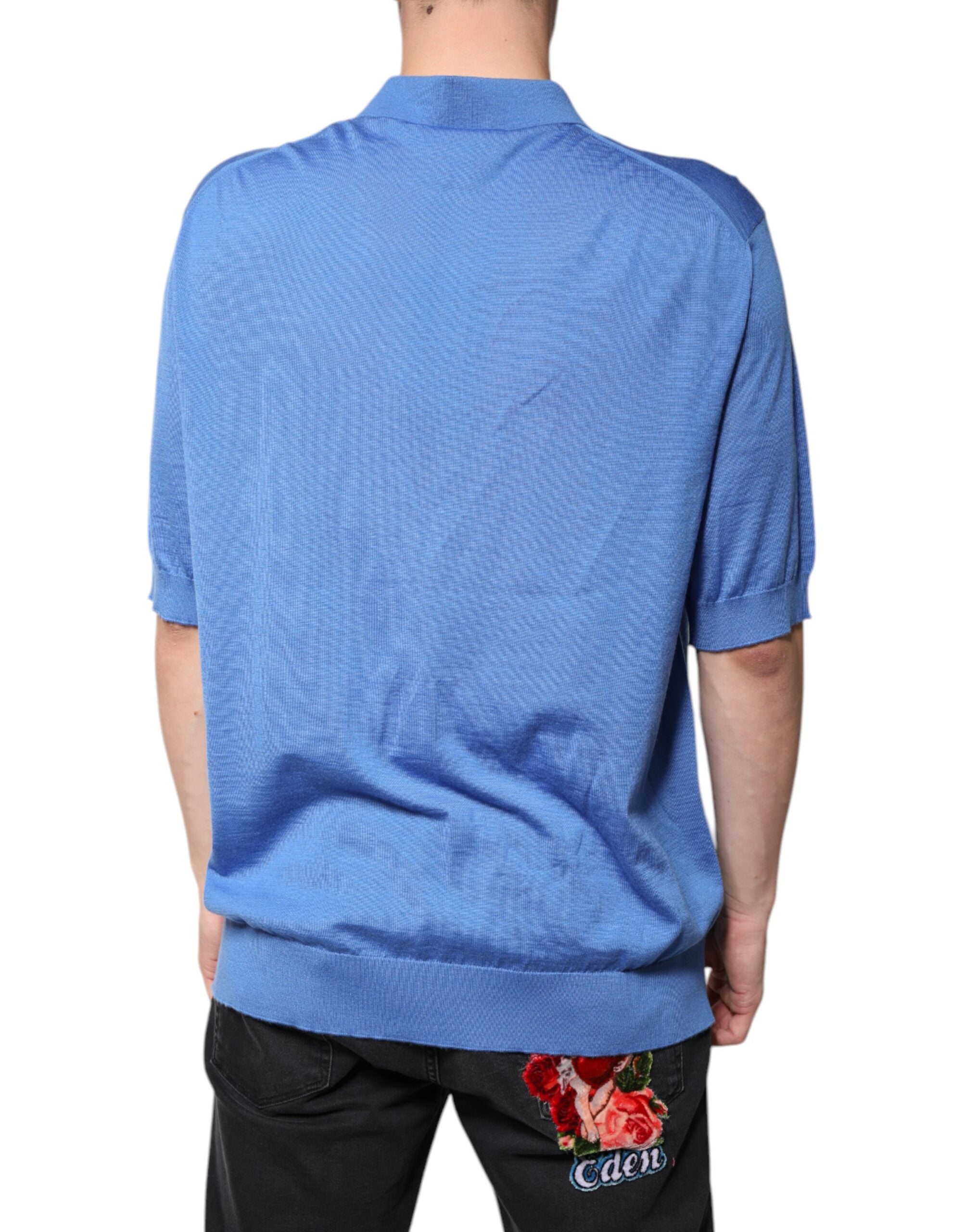 Dolce &amp; Gabbana Polo T-shirt med blå krave med korte ærmer