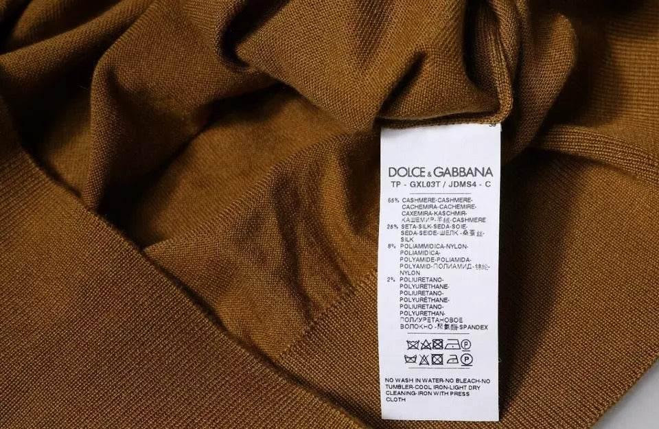 Dolce & Gabbana Brown Cashmere Turtleneck Pullover Sweater - Hilstor