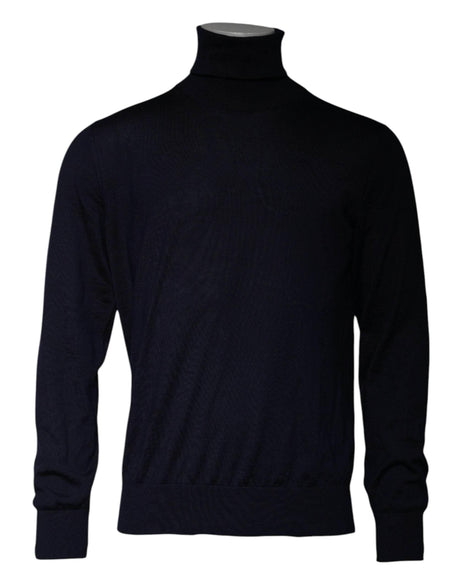 Dolce & Gabbana Blue Cashmere Turtleneck Pullover Sweater - Hilstor