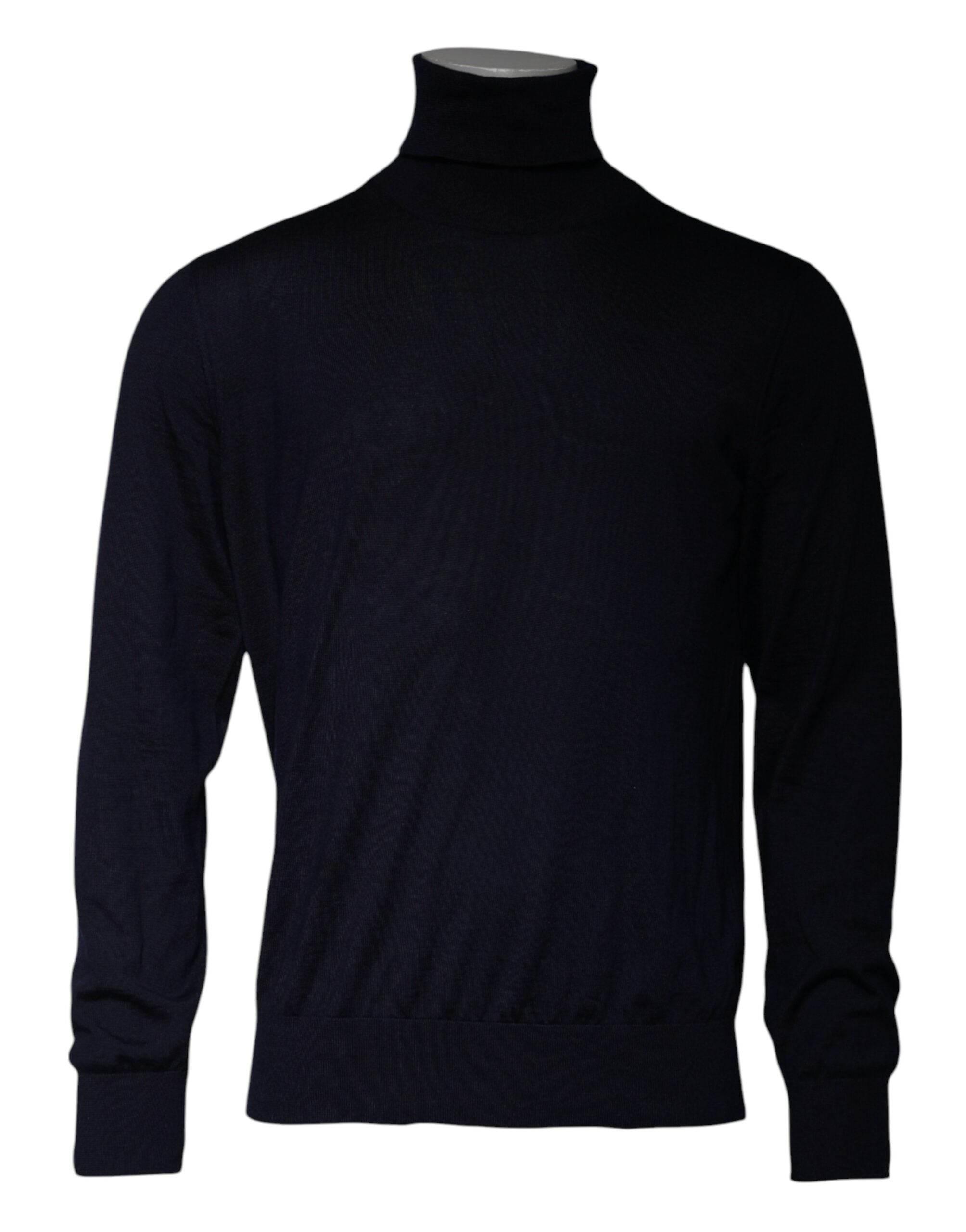 Dolce & Gabbana Blue Cashmere Turtleneck Pullover Sweater - Hilstor