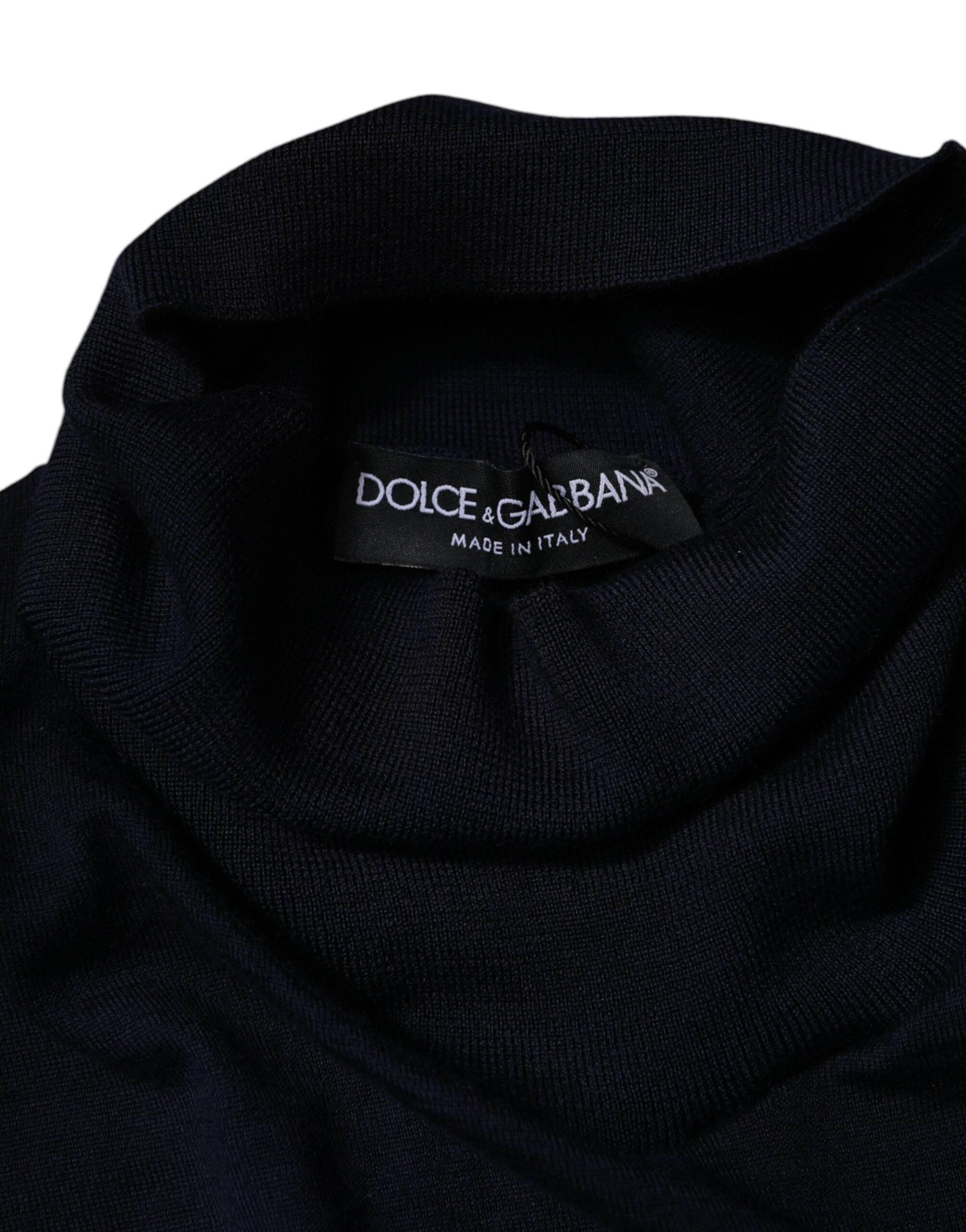 Dolce & Gabbana Blue Cashmere Turtleneck Pullover Sweater - Hilstor