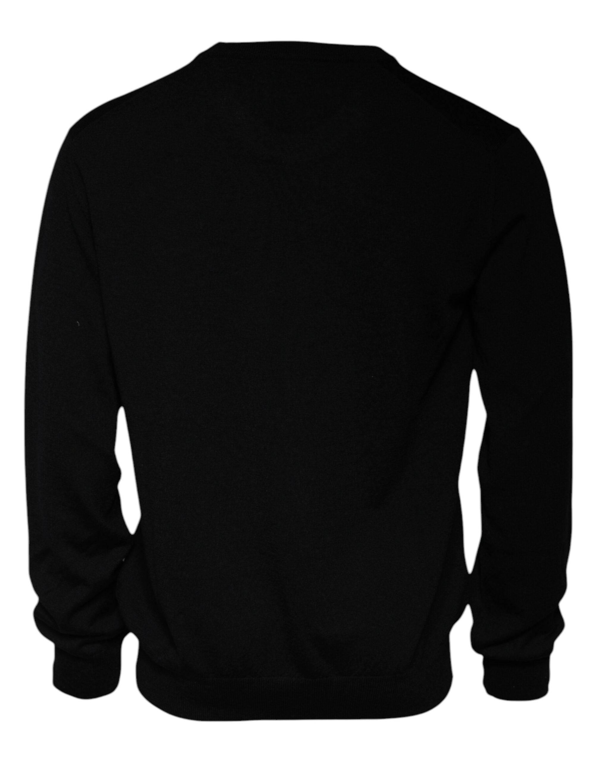 Dolce & Gabbana Black Logo Wool Crew Neck Pullover Sweater - Hilstor
