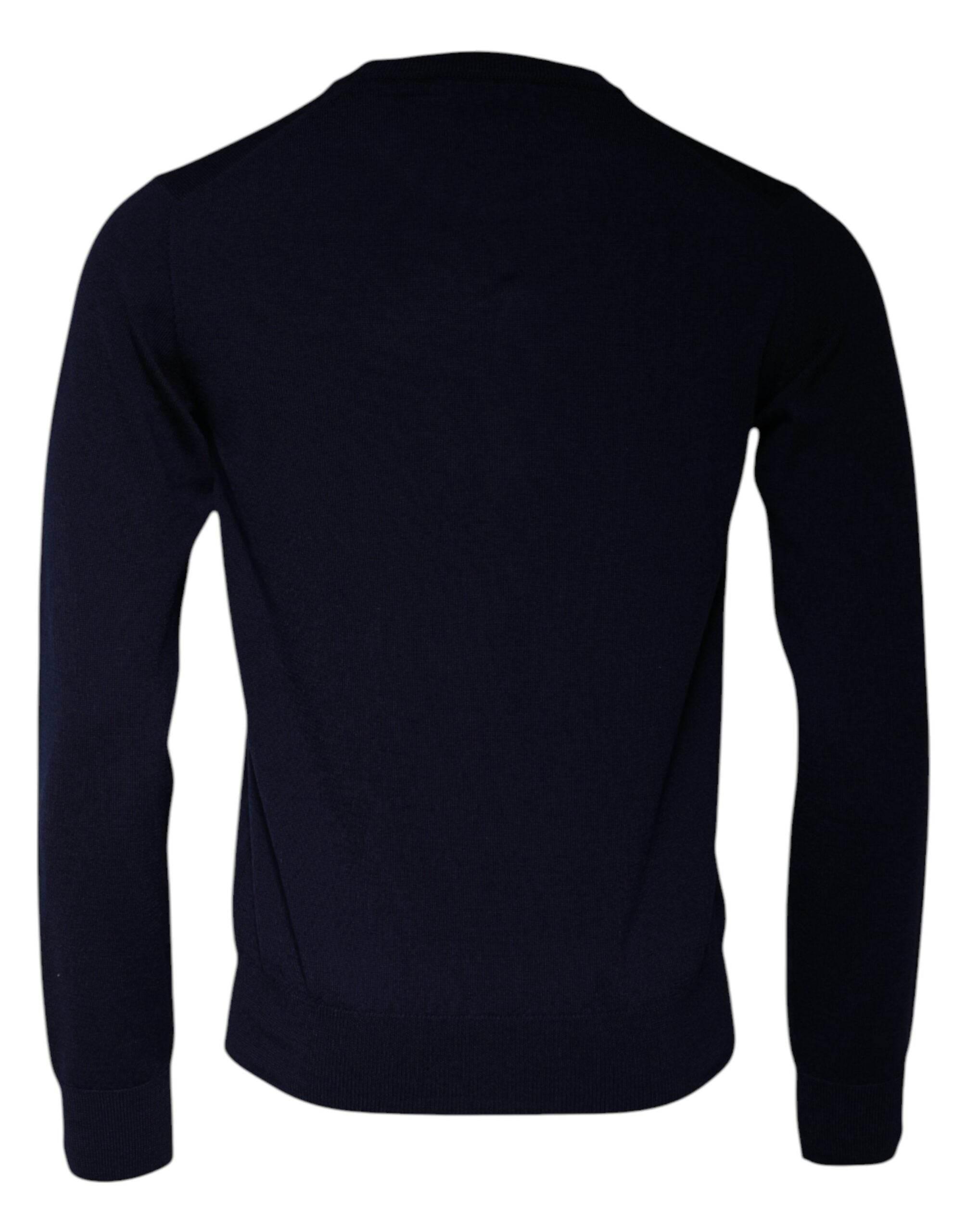 Dolce & Gabbana Blue DG Logo Wool Crew Neck Pullover Sweater - Hilstor