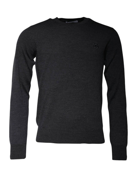 Dolce & Gabbana Dark Gray DG Logo Crew Neck Pullover Sweater - Hilstor