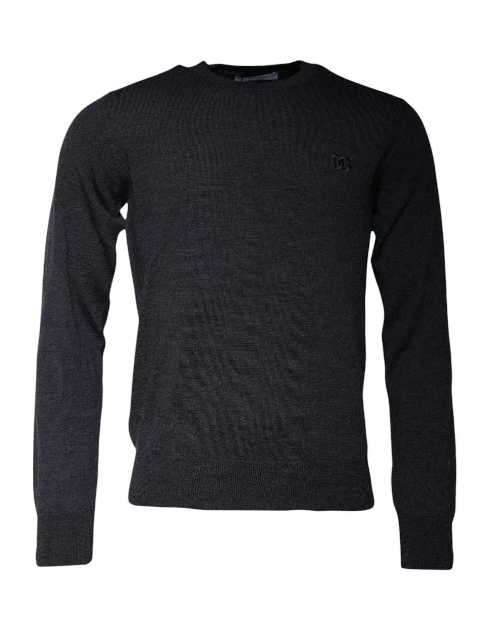 Dolce & Gabbana Dark Gray DG Logo Crew Neck Pullover Sweater - Hilstor