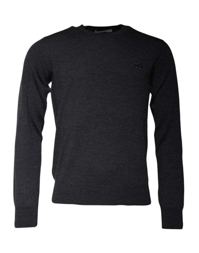 Dolce & Gabbana Dark Gray DG Logo Crew Neck Pullover Sweater - Hilstor