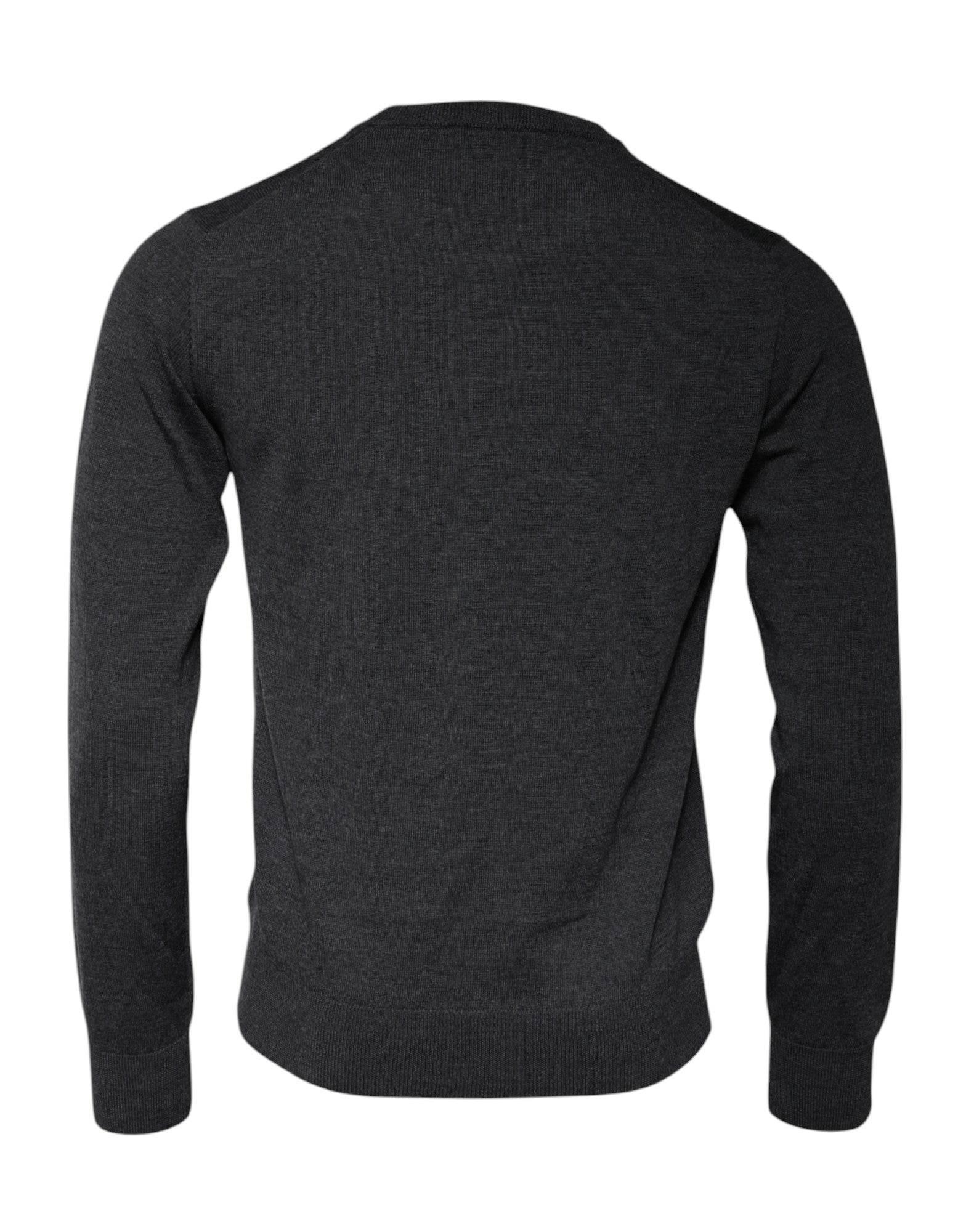 Dolce & Gabbana Dark Gray DG Logo Crew Neck Pullover Sweater - Hilstor