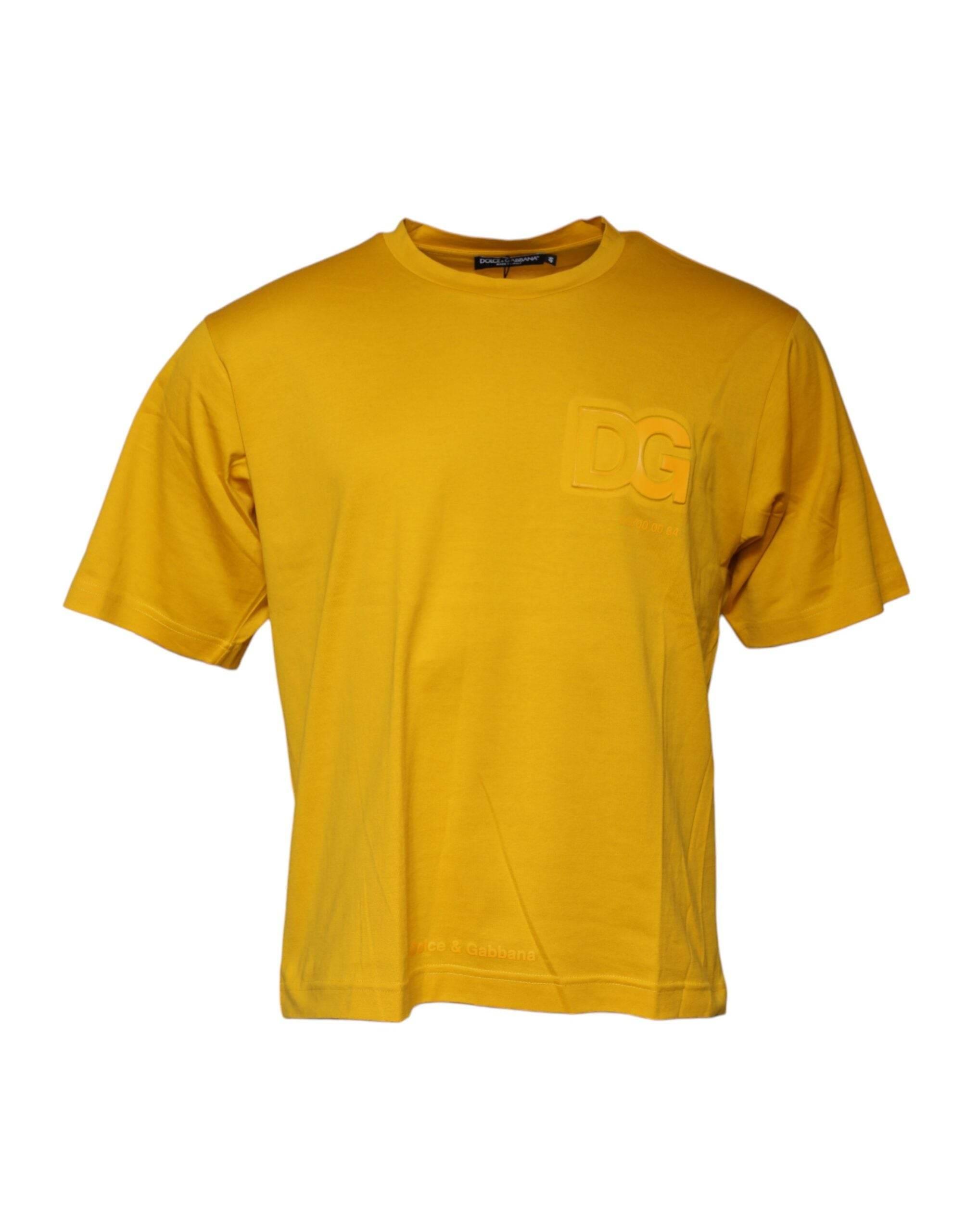 Dolce & Gabbana Dark Yellow Logo Crew Neck Short Sleeves T-shirt - Hilstor