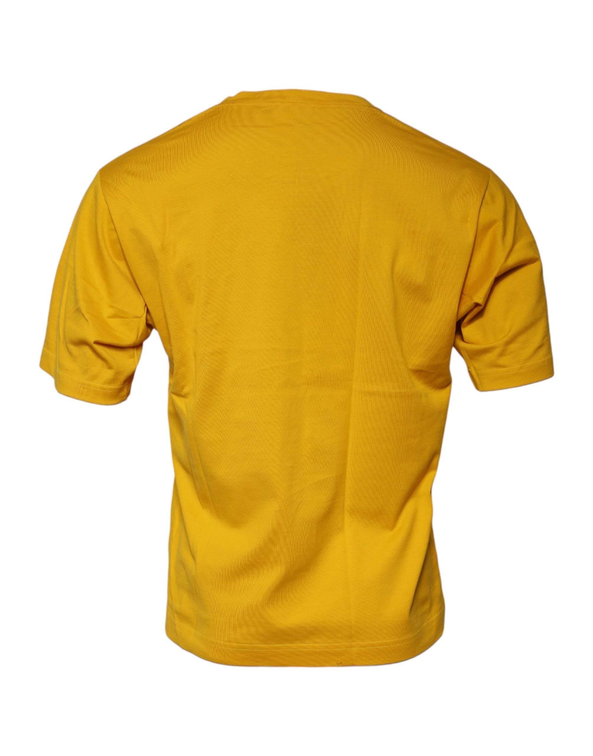Dolce & Gabbana Dark Yellow Logo Crew Neck Short Sleeves T-shirt - Hilstor